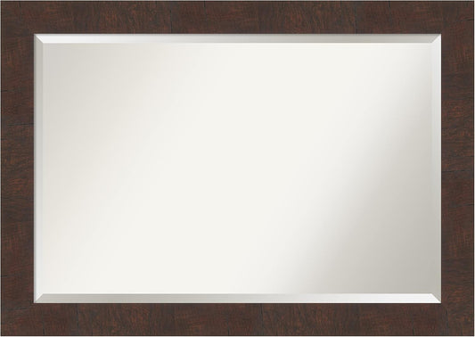Amanti Art Brown Bathroom Mirror for Over Sink, 29x41 Wildwood Brown Rectangle Vanity Mirror, Large Rustic Farmhouse Frame, Hangs Horizonally and Vertically, Bathroom Wall Decor, Beveled Edge