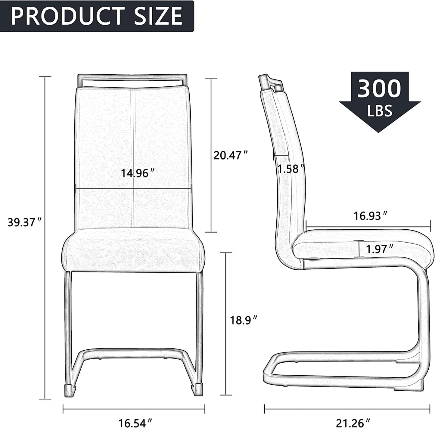 Dining Chairs Set, Kitchen Modern Metal Chairs with Faux Leather Padded Seat High Back and Sturdy Chrome Legs, Chairs for Dining Room (Light Gray, Set of 4)