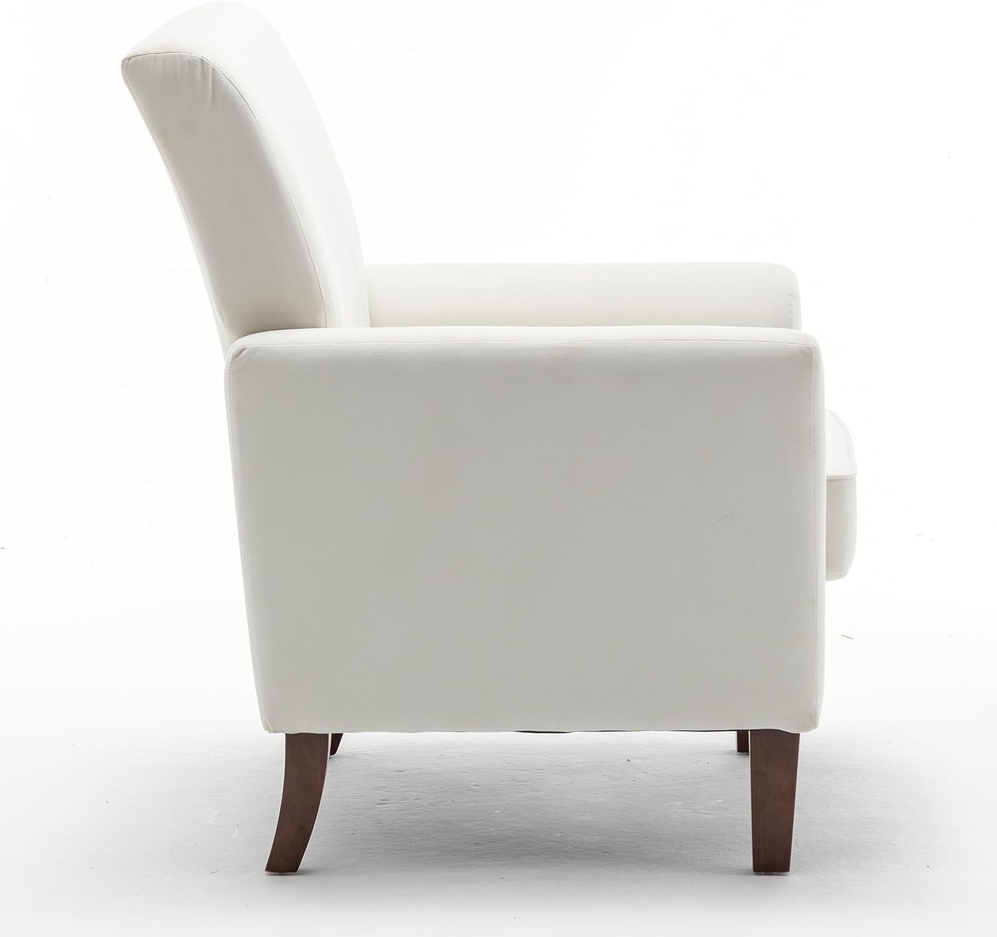 Container Furniture Direct Contemporary Accent Arm Chair with Birch Wood Frame and Velvet Upholstery, Armchair for Office and Living Room Decor, Removable Cushions, Beige