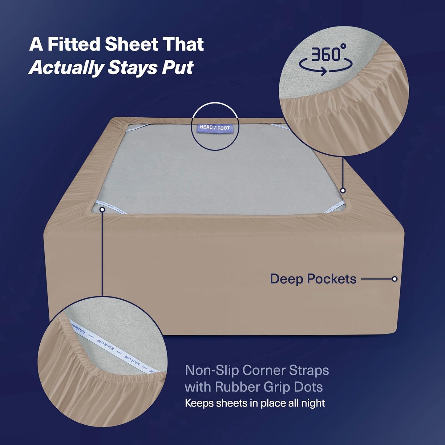 Kickoff Viscose Bamboo Sheets Twin XL Size 3-pc 100% Organic Bamboo Viscose Bed Cooling Sheets Twin XL Size Set Cool Bedding for hot Sleepers Sheet, Flat, Fitted, Pillowcase (Iced Latte, TXL)