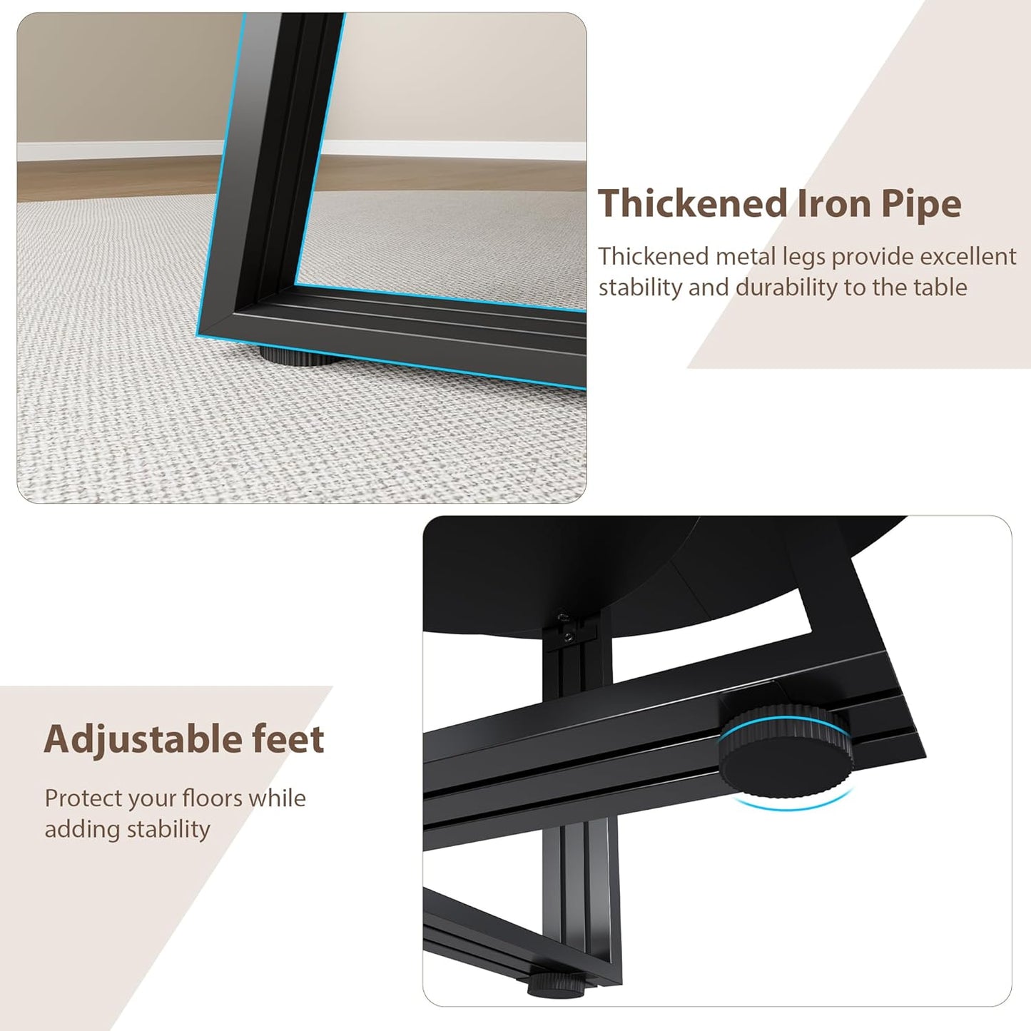 GarveeHome Round Dining Table for 4-6, 47.2" Farmhouse Kitchen Table with Storage, Circle Dinner Tables for Kitchen, Dining Room, Living Room, Meeting Room, Apartment, Black