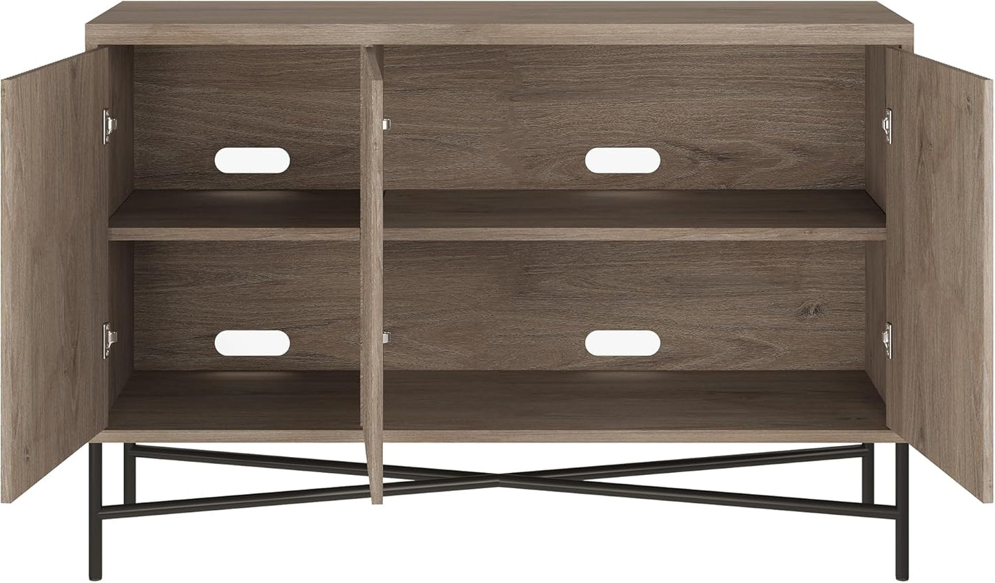 Henn&Hart 48" Wide Rectangular Buffet Table in Weathered Gray, for Home, Living Room, Bedroom, Entertainment Room, Office