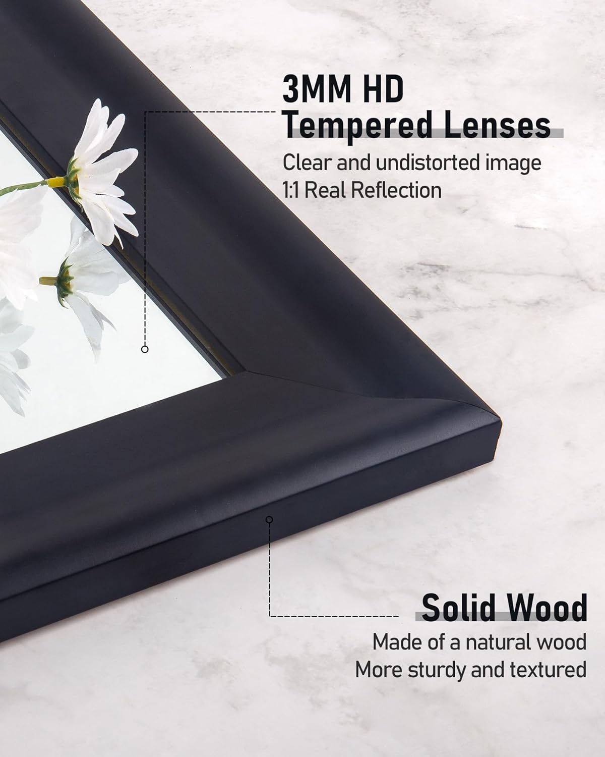 CULER Black Wood Wall Mirror for Bathroom,Rectangle Rustic 24 x 36 inch Hanging VanityMirrors with Wooden Frame for Living Room,Bedroom,Entryway