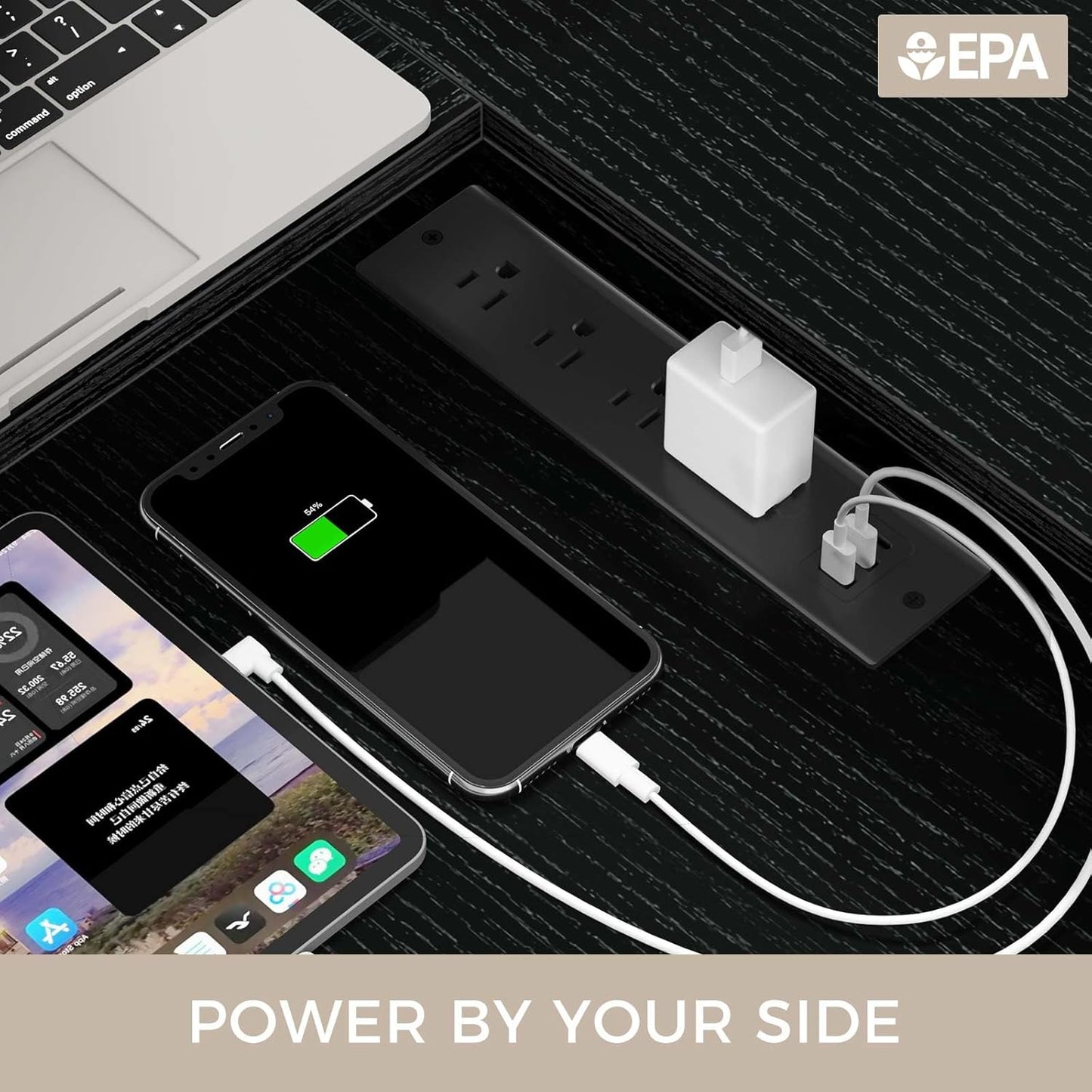 Rolanstar L Shaped Gaming Desk with Drawers, 64" Reversible Computer Desk with Power Outlet & LED Strip, Corner Desk with File Cabinet & Monitor Stand, Home Office Desk, Black