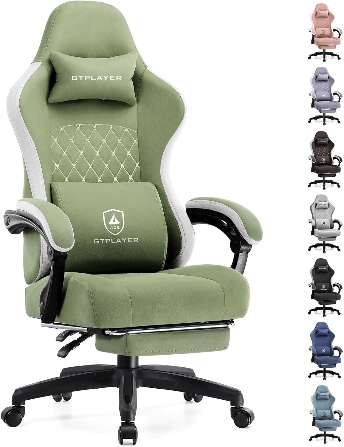 GTPLAYER Gaming Chair, Computer Office Chair with Pocket Spring Cushion, Linkage Armrests and Footrest, High Back Ergonomic Computer Chair with Lumbar Support Task Chair with Footrest