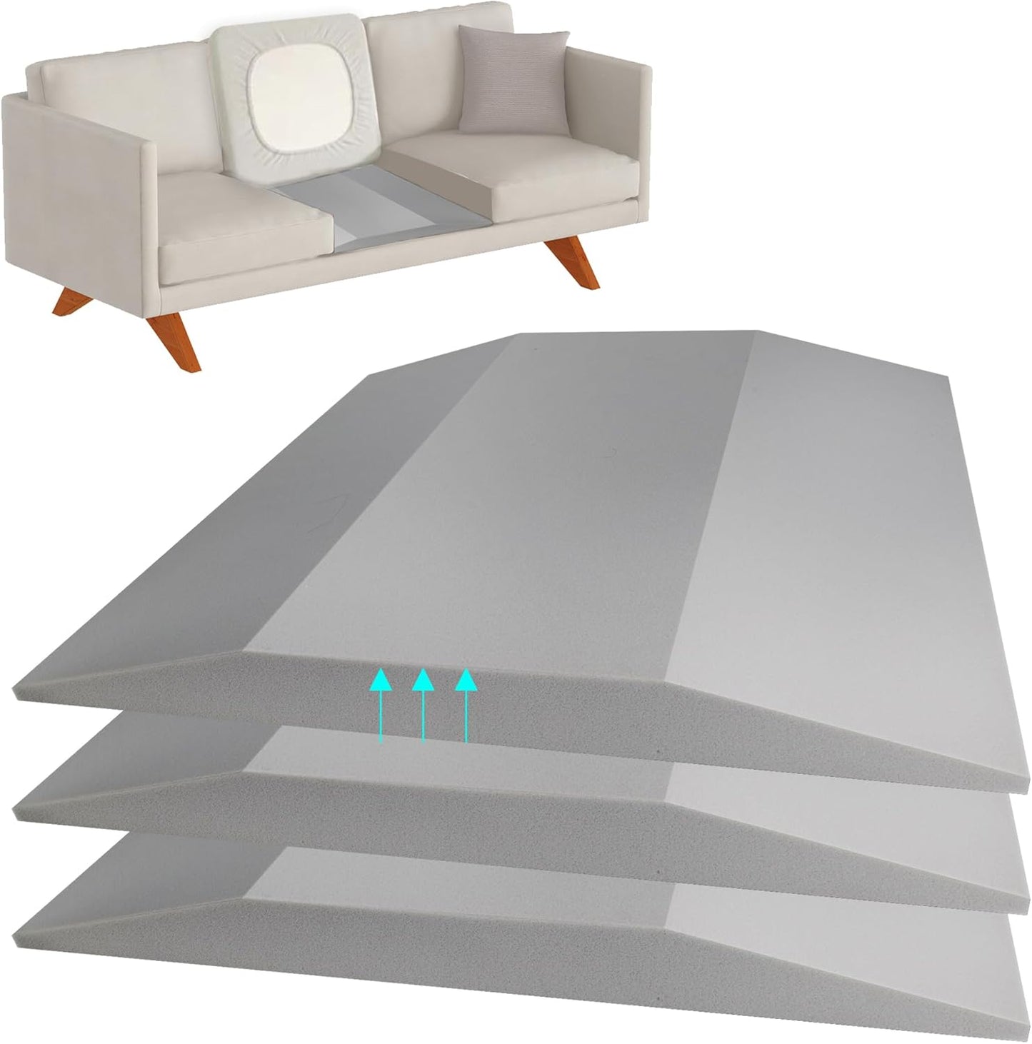 3 Pcs Couch Cushion Support for Sagging Seat High Density Trapezoidal Couch Supports for Sagging Cushions Grey Sofa Cushion Support Under Couch Cushion Support Fixes The Sag Problem