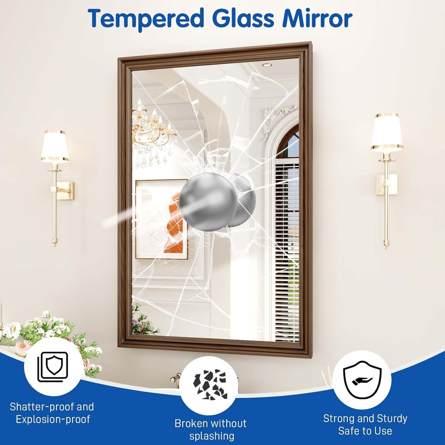 WEER Retro Copper Bathroom Mirror, 24x36 Inch Bronze Oil Rubbed Framed Mirror, Rectangle Classic Vintage Framed Wall Mirror, Farmhouse Vanity Mirror, Tempered Glass, Vertically or Horizontally