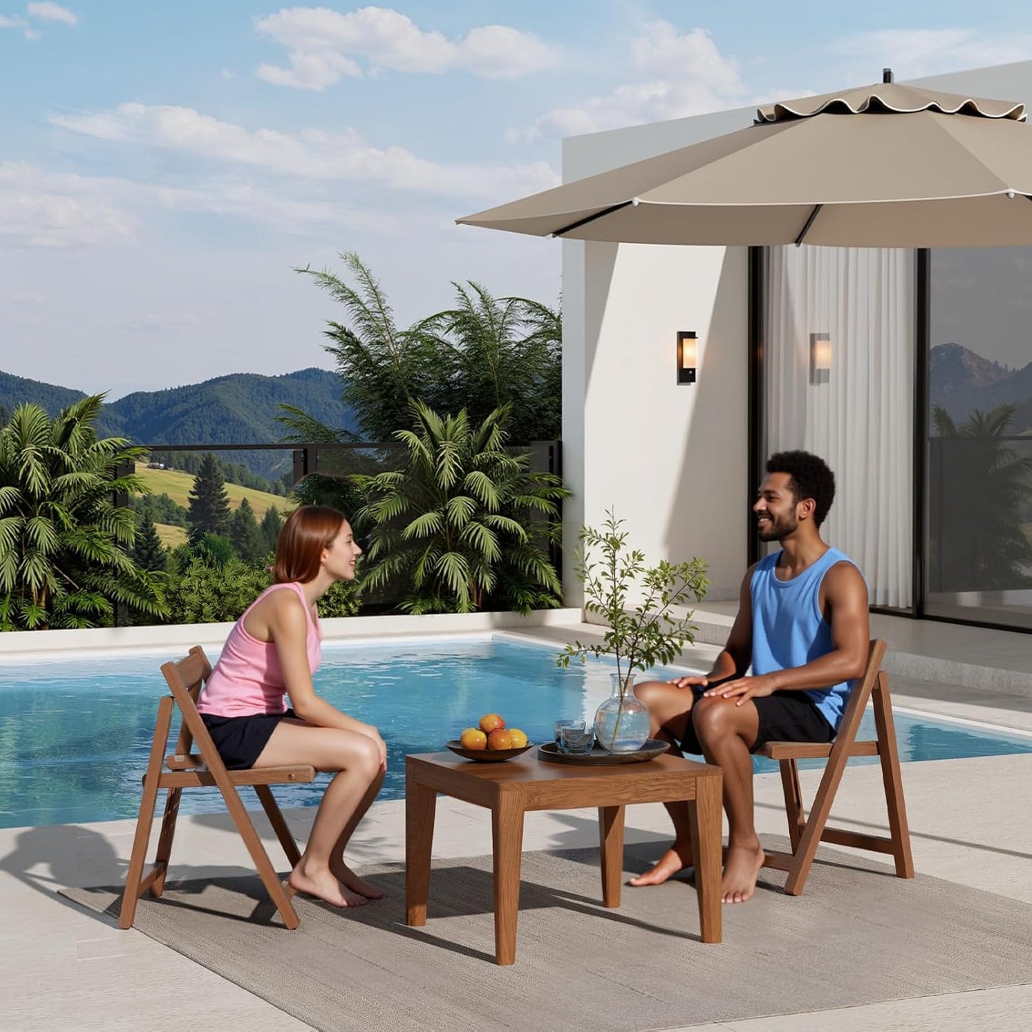 Soild Wood Folding Chairs Set of 2,Indoor or Outdoor Wooden Foldable Dining Chairs, 300lbs Capacity, Space-Saving and Portable Design for Home Kitchen, Lawn, Patio,No Assembly Needed