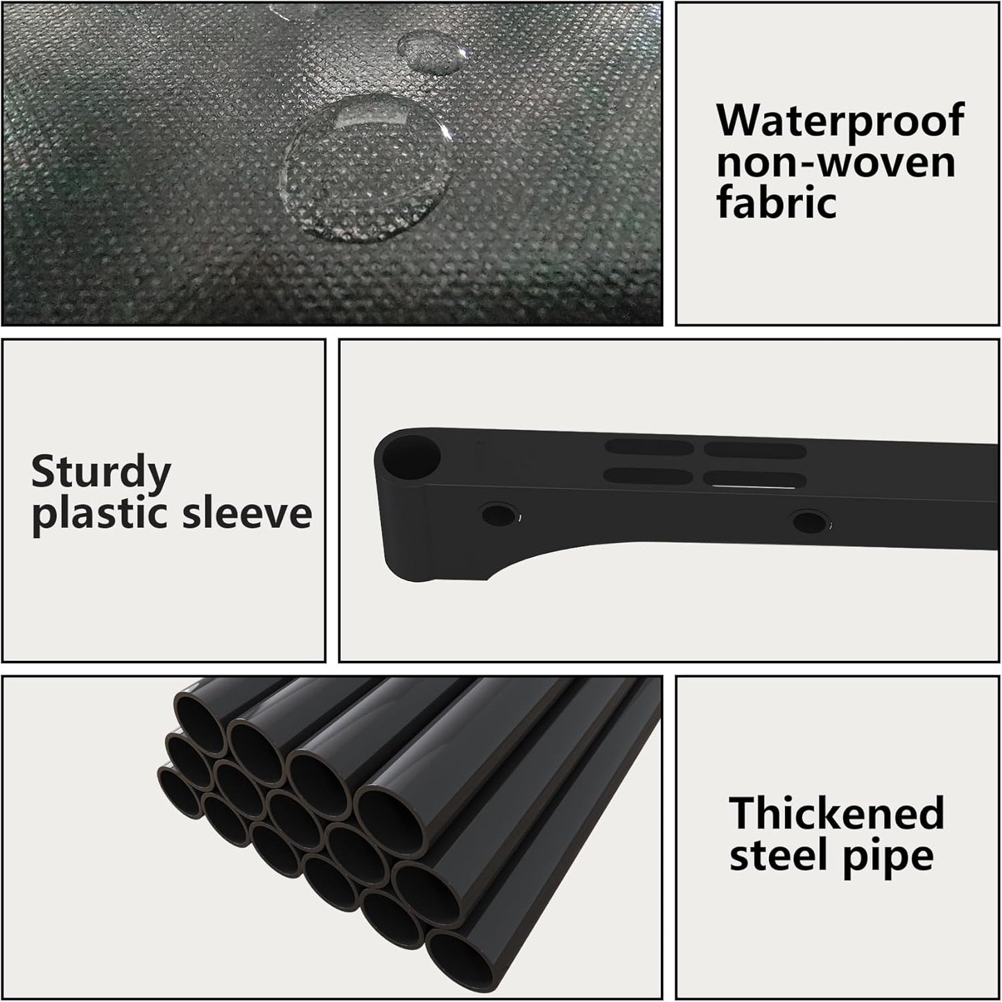 JIUYOTREE 6-Tiers Portable Bookshelf with Fabric Cloth at Back, 10 Cube Closet Storage Organizer Bookcase, Living Room,Study Room,Bedroom, Black