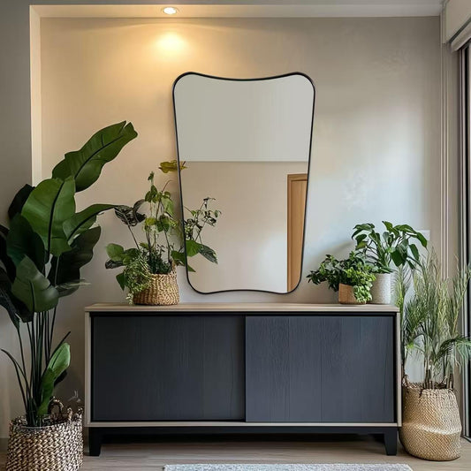 ANDY STAR 30x48 Inch Matte Black Mirror, Modern Bathroom Mirror in Premium Stainless Steel Thin Frame Deep 1", Large Decorative Mirror for Wall (Hangs Vertically Only)