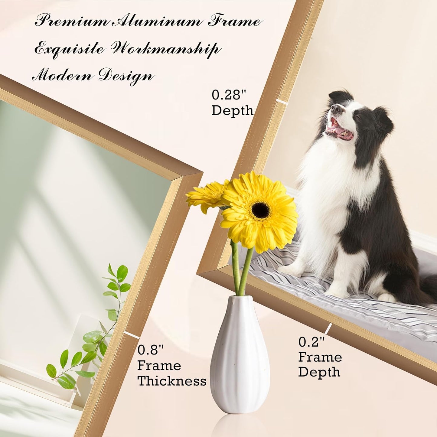 27x40 Inch Orange Gold Bathroom Mirror for Wall, Aluminum Frame Rectangle Rectangular Vanity Mirror, Modern Large for Bedroom, Living Room, Horizontal or Vertical