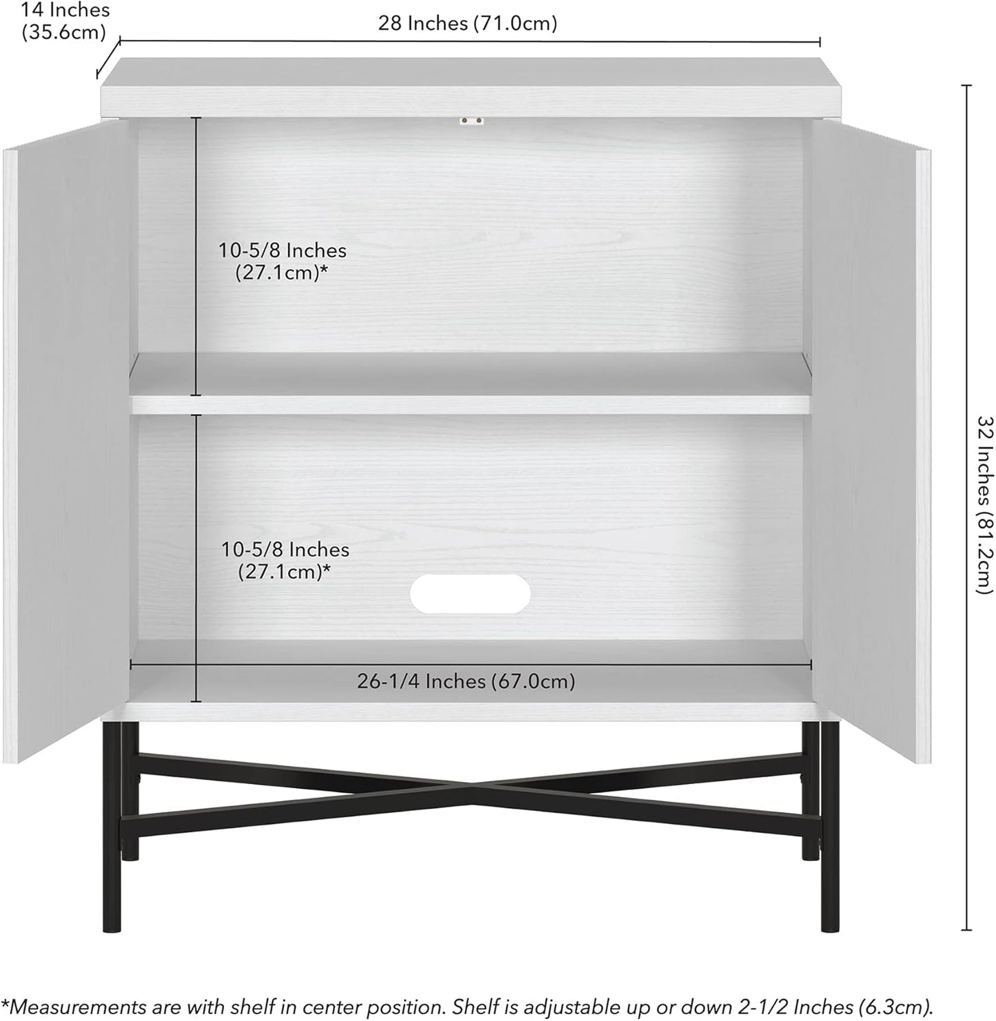 Henn&Hart Brighton Accent Cabinet, 28" Wide, White