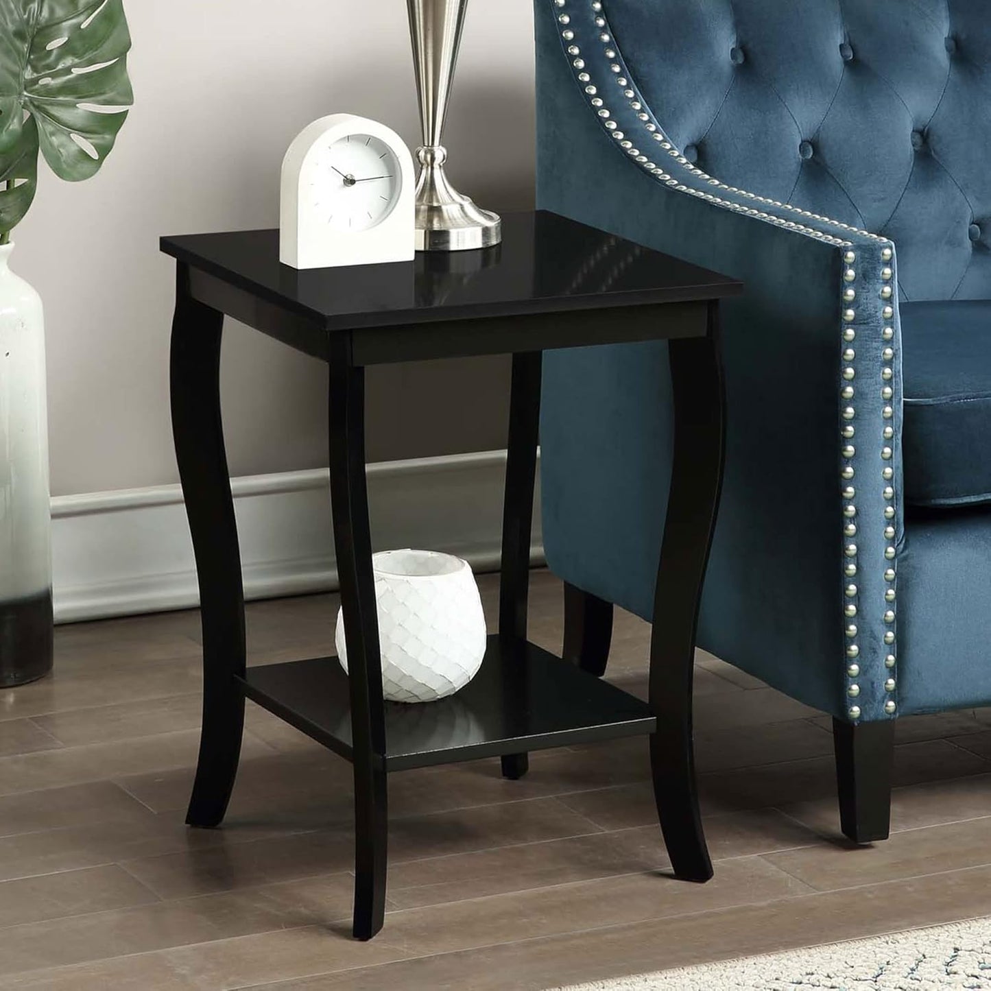 Convenience Concepts American Heritage Square End Table with Shelf, Black