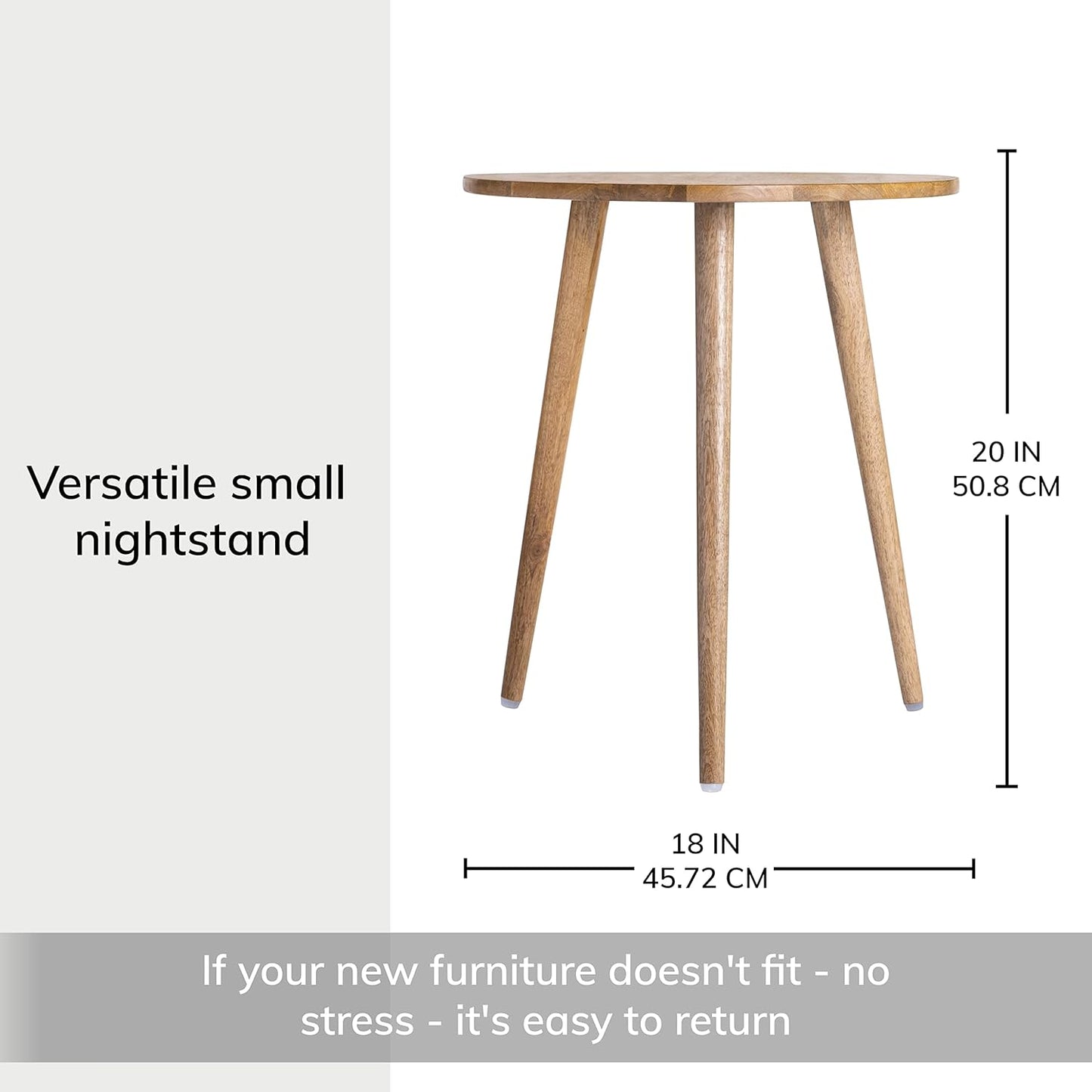 MH London Bond Wooden Triangle End Table - Exclusively Designed Modern Small Side Table. Hand Crafted - Wooden Side Table - Contemporary Design for Small End Tables for Bedroom and Living Room