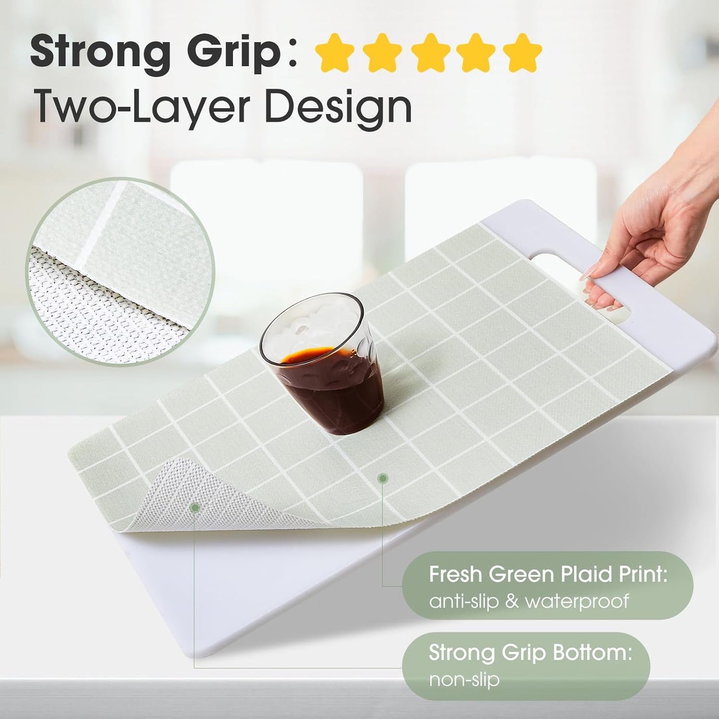 Beautysaid Shelf and Drawer Liner for Kitchen Cabinet, Non Adhesive Non Slip Shelf Paper Waterproof Washable Thickened for Dresser Pantry Shelve Bathroom Protector Liner(Light Green,12 in x 20 FT)