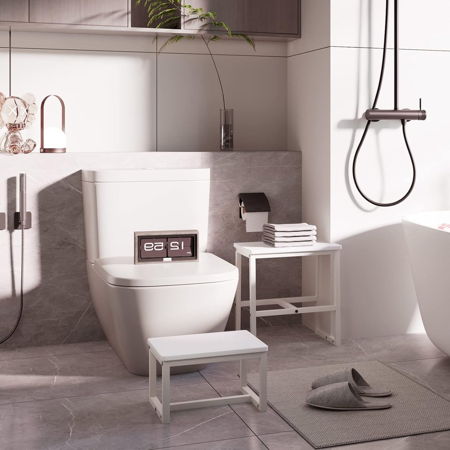 Step Stool for Adults & Kids,Holds up to 500Lb,3 in1 Heavy Duty Sturdy 2 tair Wooden StepStool for Kichen/Bathroom/High beds, Metal Frame, Non-Slip Pads