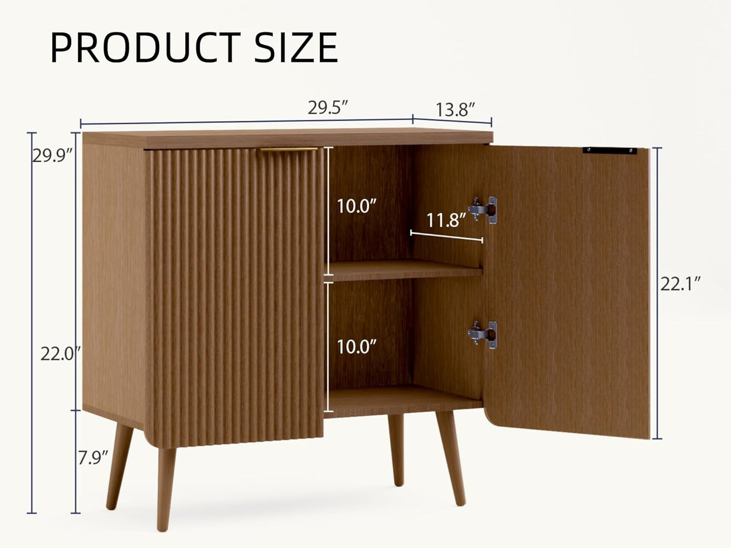 Buffet Cabinet, Sideboard Fluted Cabinet Modern Kitchen Buffet Storage Cabinets with Doors and Shelves, Wood Farmhouse Coffee Bar Station for Entryway & Dining Room & Living Room, Walnut