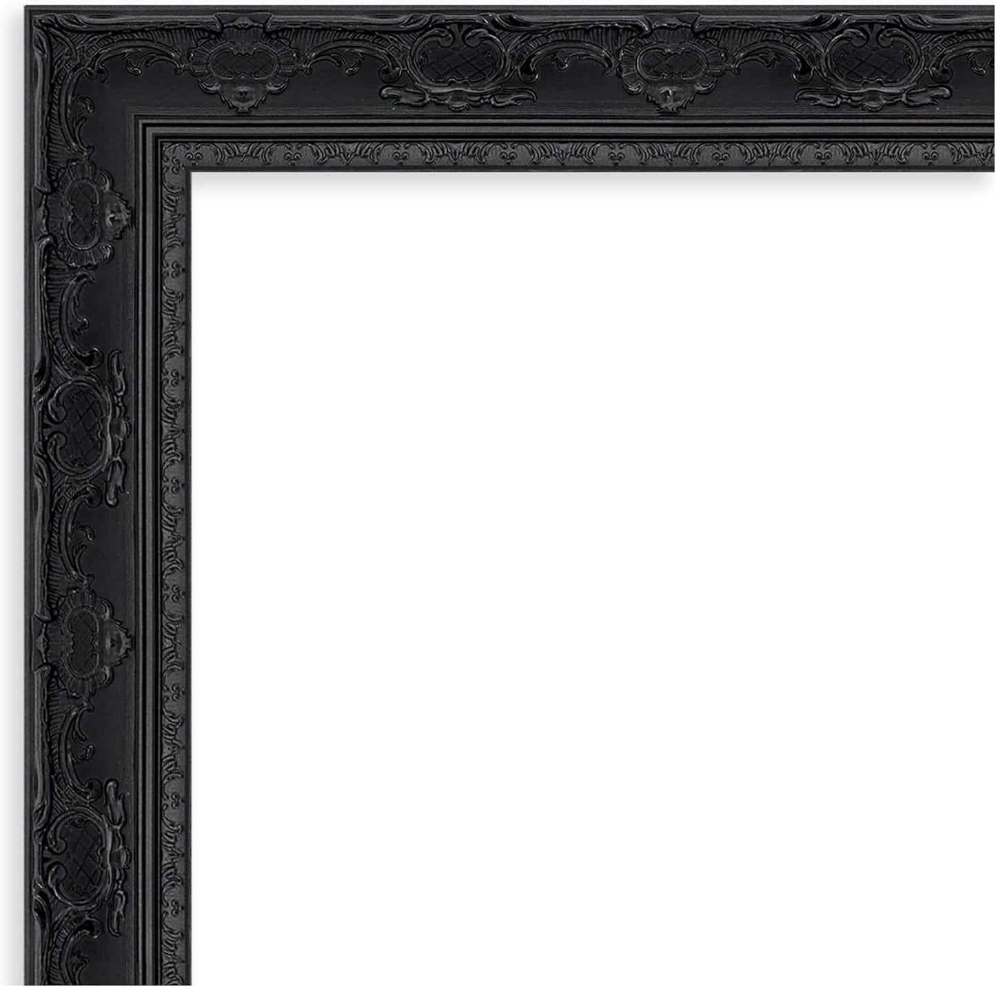 Amanti Art Bathroom Mirror for Over Sink, 29x41 Filigree Gloss Black Rectangle Vanity Mirror, Large Traditional Frame, Hangs Horizonally and Vertically, Bathroom Wall Decor, Beveled Edge