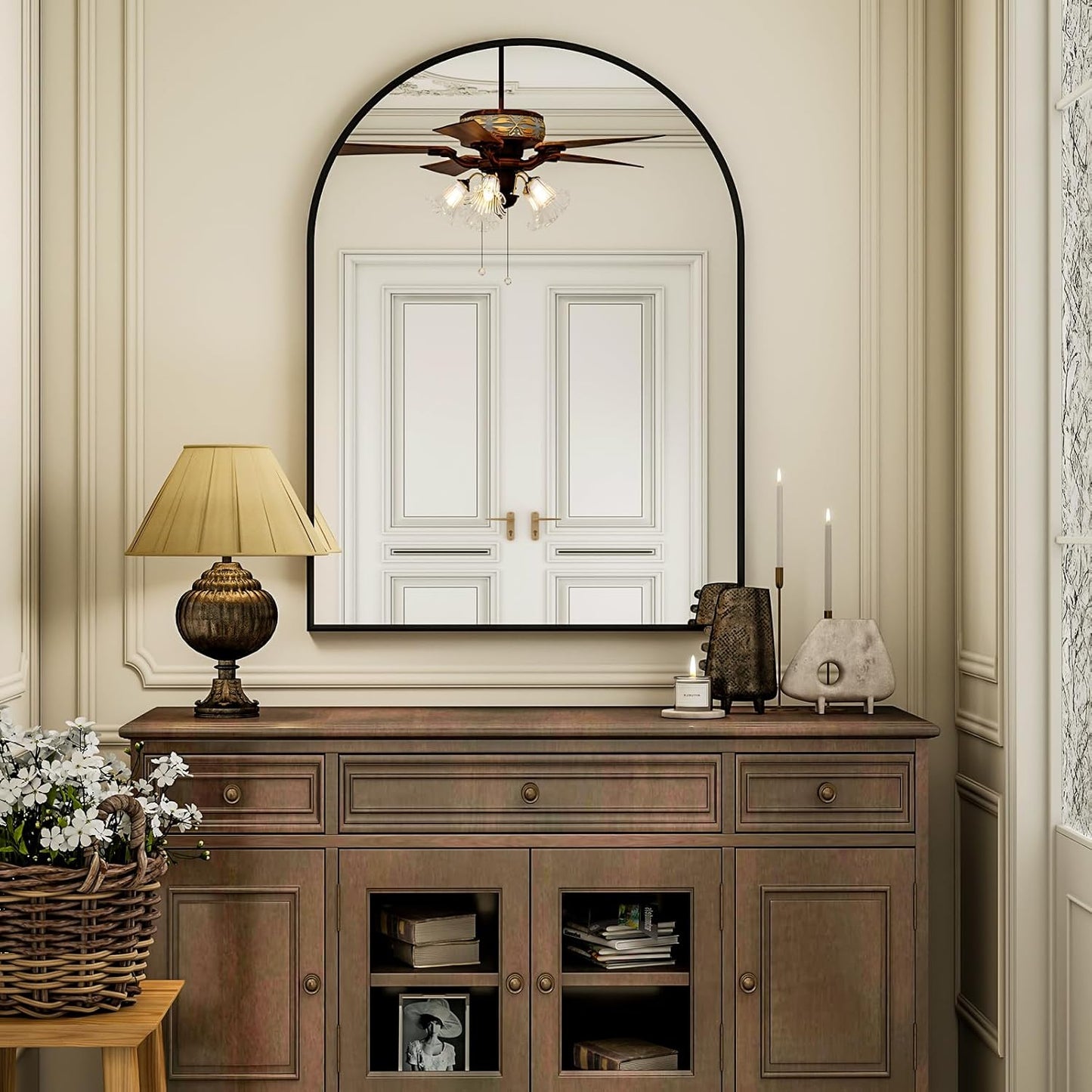 Arch Bathroom Mirror, 20x30 inch Arched Bathroom Mirror/Wall Mounted Vanity Mirror - Arch Metal Frame Wall Mirror for Bathroom Bedroom Living Room, Black