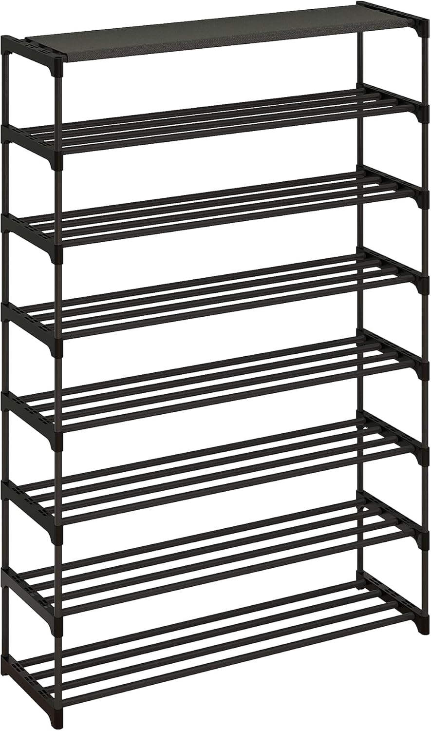 Calmootey 8-Tier Shoe Rack, Tall Large Capacity 40 Pairs Shoes Storage Organizer, Stackable Wide Shoe Shelf for Entryway, Hallway, Black