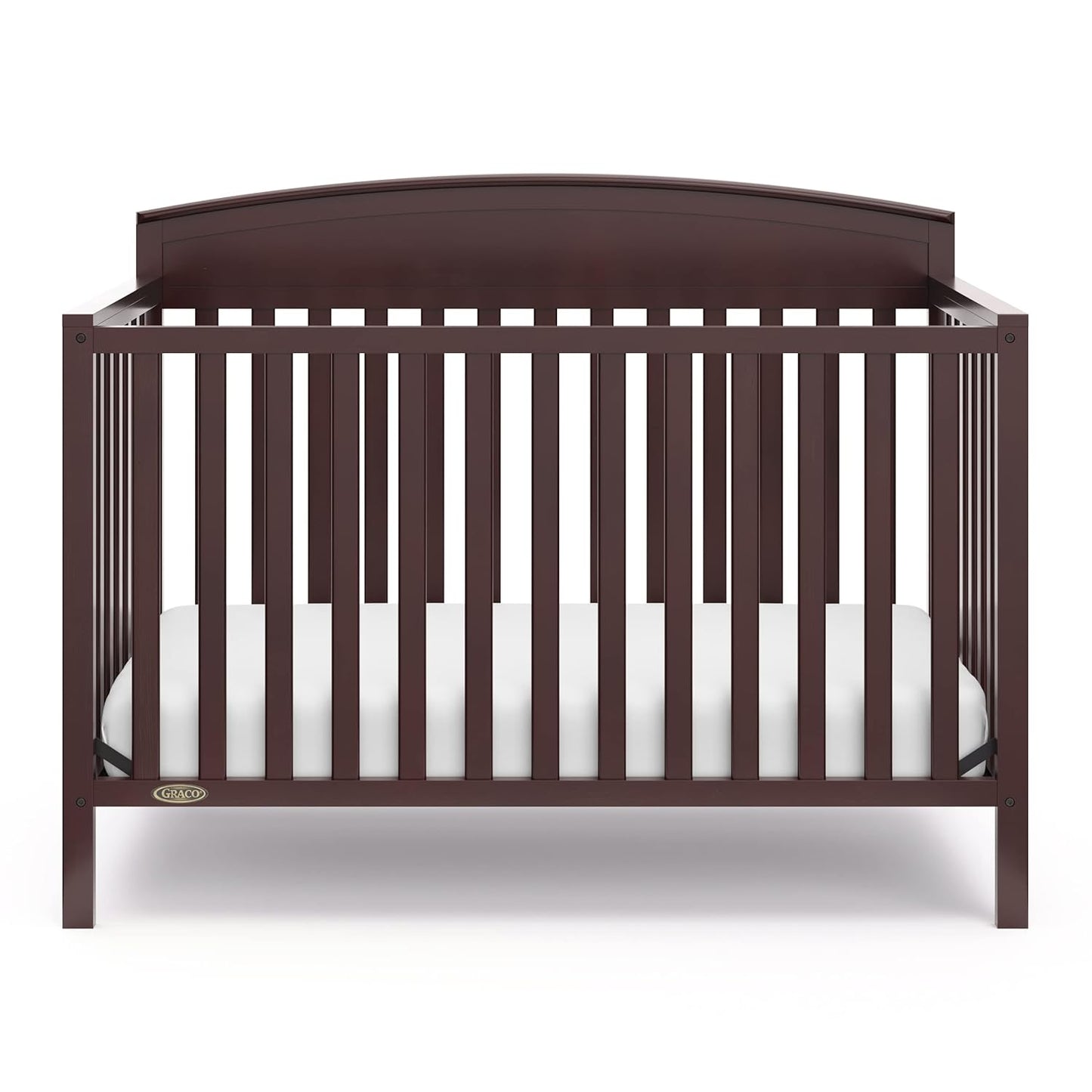 Graco Benton 5 in 1 Convertible Crib (GREENGUARD Gold Certified) with Premium Foam Crib and Toddler Mattress Included - Espresso, Converts from Baby Crib to Toddler Bed, Daybed and Full-Size Bed