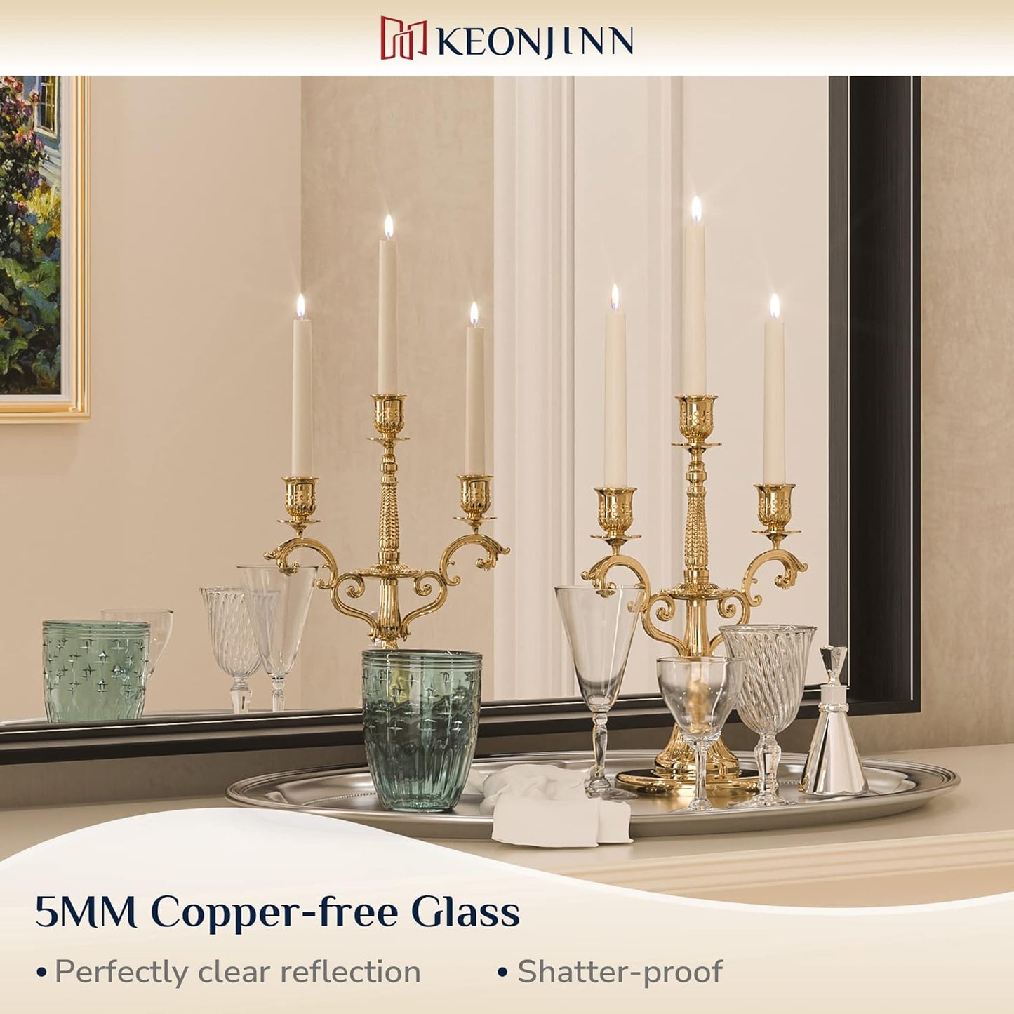 Keonjinn 60 x 36 Inch Black Bathroom Mirrors for Over Sink, Large Metal Framed Rectangle Vanity Mirror for Wall, Matte Black, Square Corner, Oversized, Sturdy & Solid(Horizontal/Vertical)