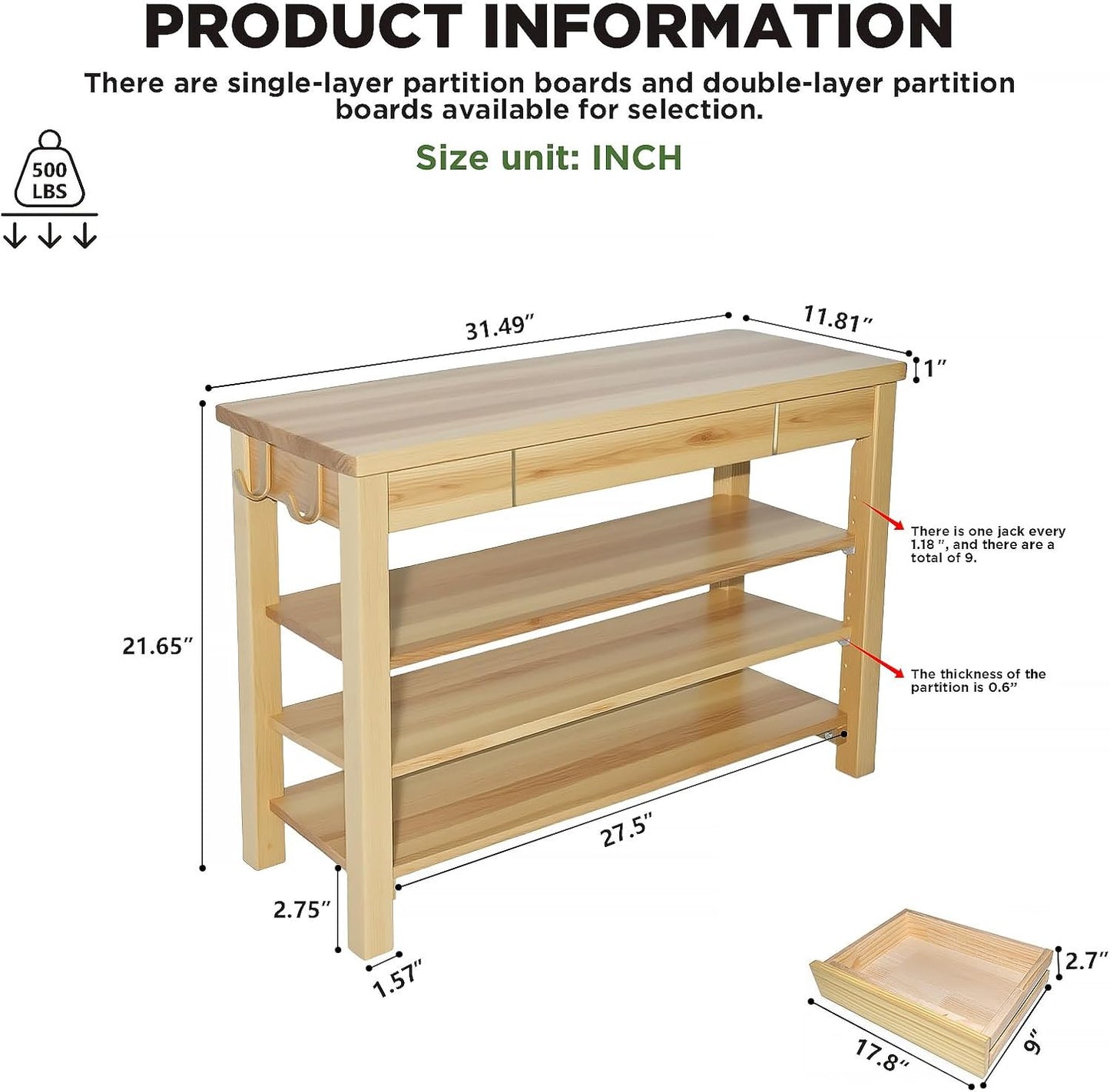 Wood Shoe Bench Entryway with Drawer: 3-Tiers Wooden Storage Shoe Rack with Bench Seat, Compact Mid-Century Modern Design for Entryway, Hallway, Closet, Front Door Entrance, Foyer