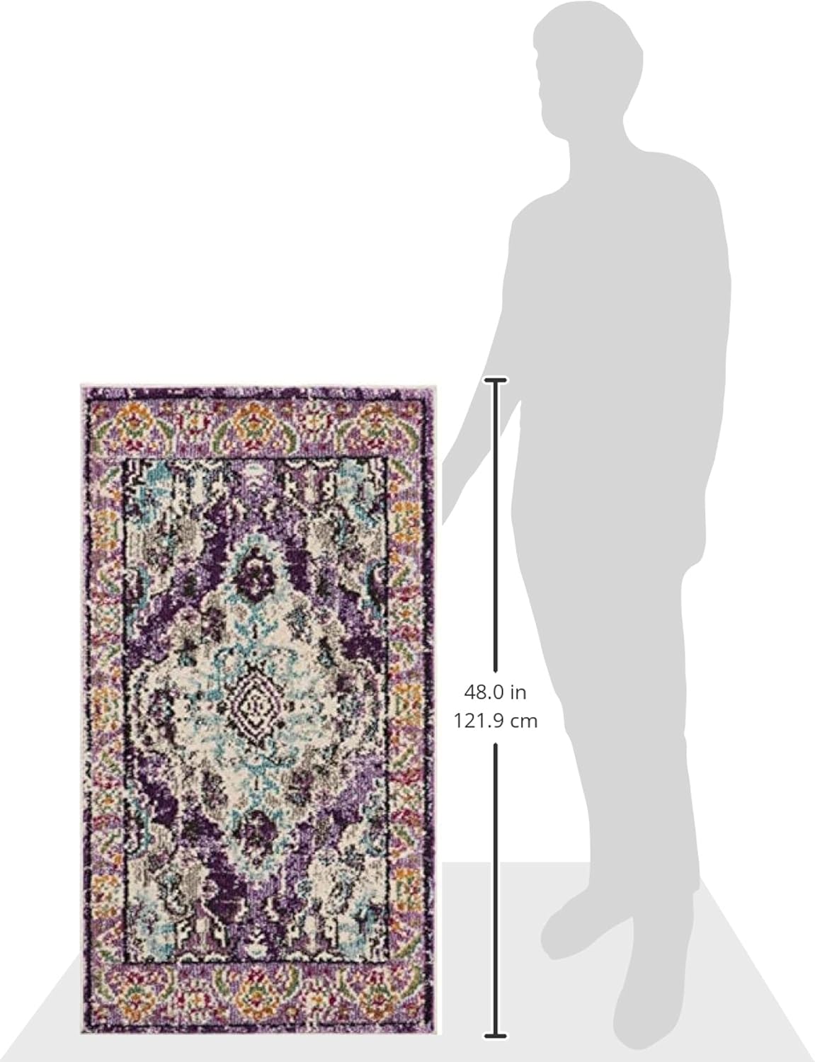 SAFAVIEH Monaco Collection Accent Rug - 2'2" x 4', Violet & Light Blue, Medallion Distressed Design, Non-Shedding & Easy Care, Ideal for High Traffic Areas in Entryway, Living Room, Bedroom (MNC243L)