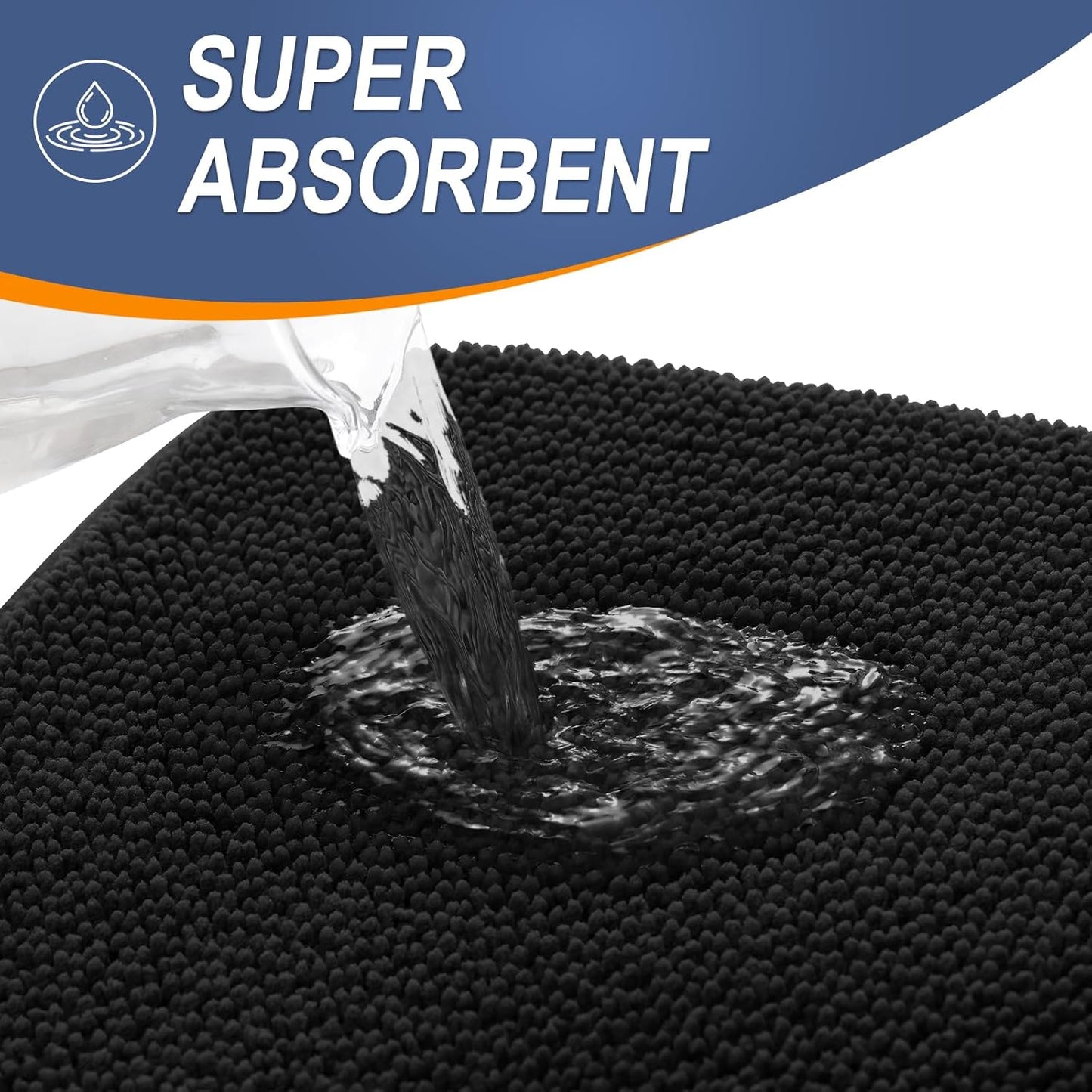 OLANLY Thick Memory Foam Bath Mat Rug 70x24, Extra Soft Absorbent Bathroom Rug, Quick Dry Bath Mats, Non-Slip, Machine Washable Carpet for Bathroom, Tub and Shower, Home Decor Accessories, Black