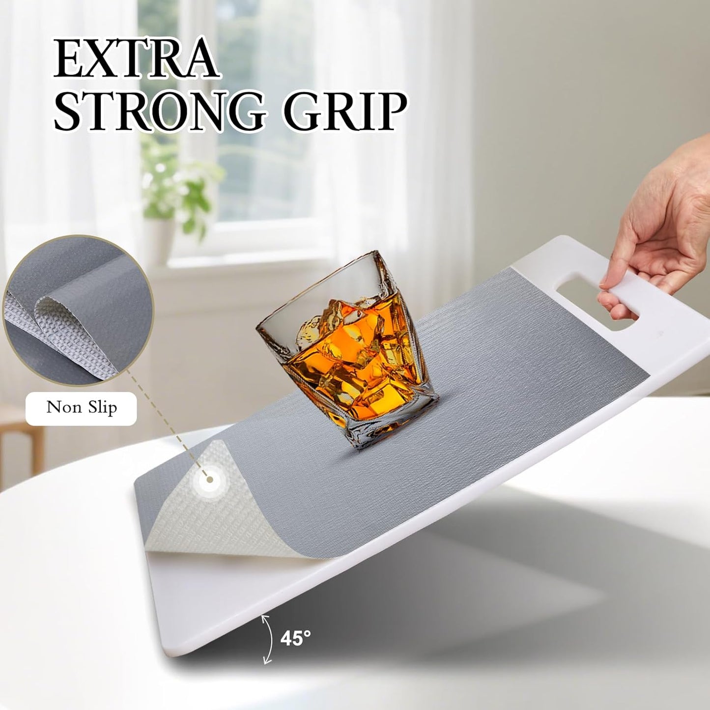 Beautysaid Shelf and Drawer Liner for Kitchen Cabinet, Non Adhesive Non Slip Shelf Paper Waterproof Washable Thickened for Dresser Pantry Shelve Bathroom Protector Liner(Gray,12 in x 20FT)