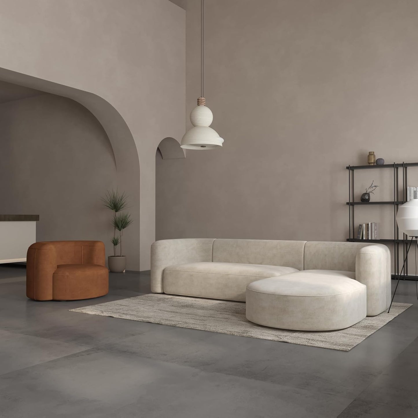 Acanva Luxury Modern Tight Curved Back Velvet Sofa, Minimalist Style Comfy Couch for Living Room Apartment Reception Space, Tangerine Single Chair