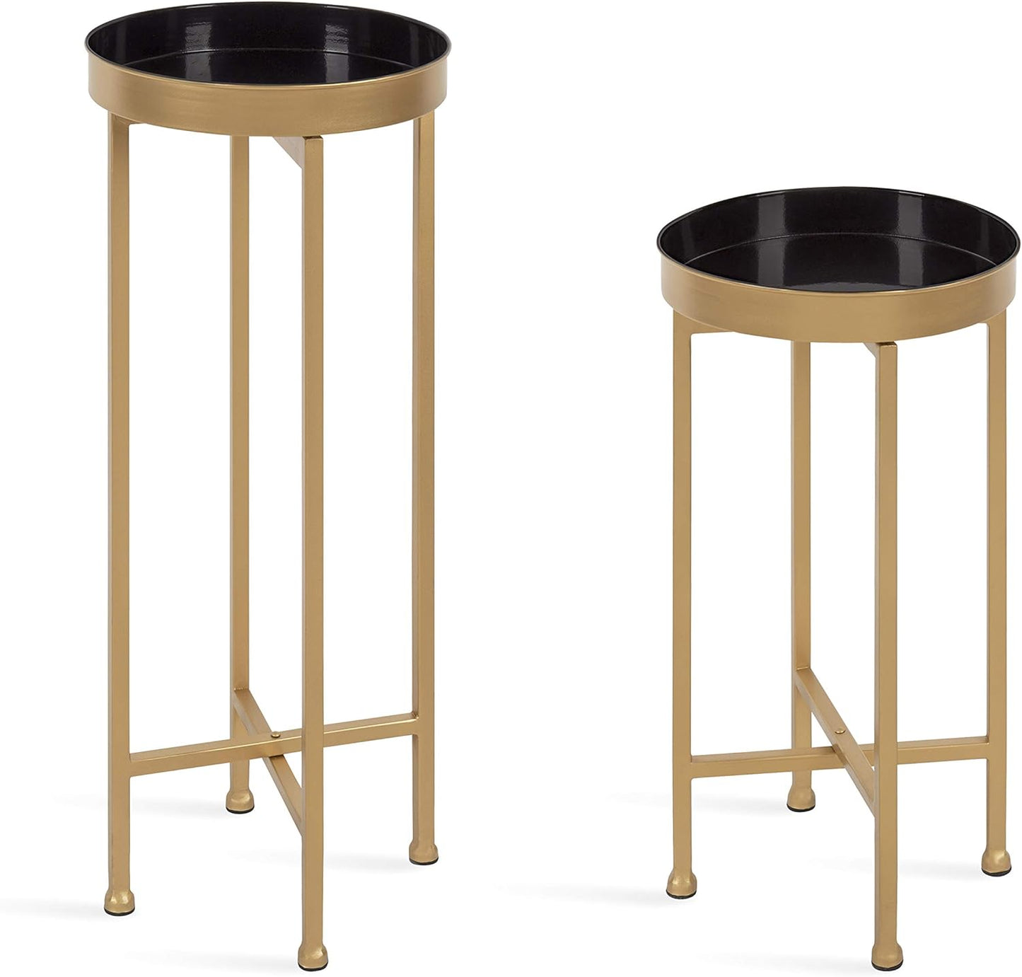 Kate and Laurel Celia Side Tables, Set of 2, Gold and Black, Decorative Modern Glam End Table