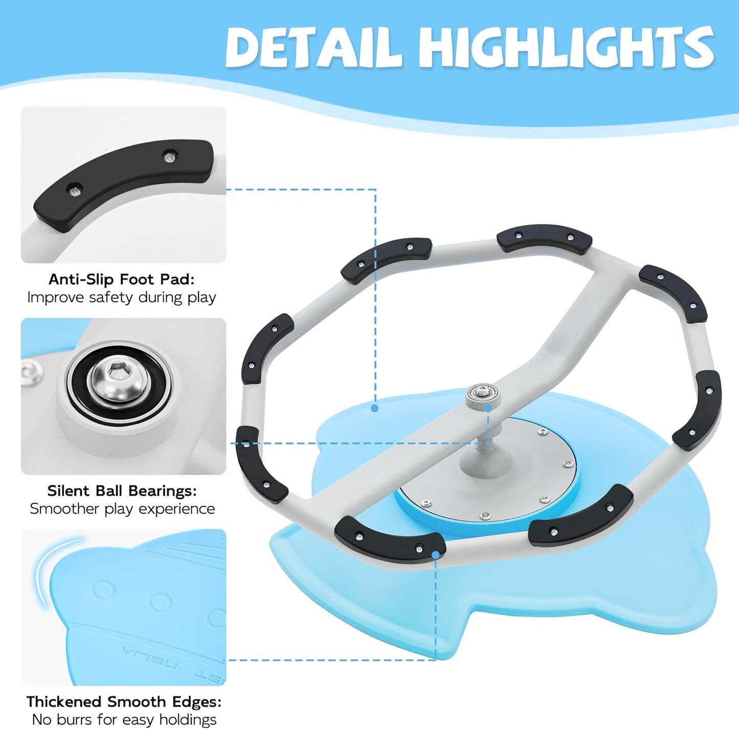 Spinning Chair for Autistic Kids, Non-Slip Sensory Spinning Chair, Sit and Spin Autism Toys Training Body Coordination (Blue)