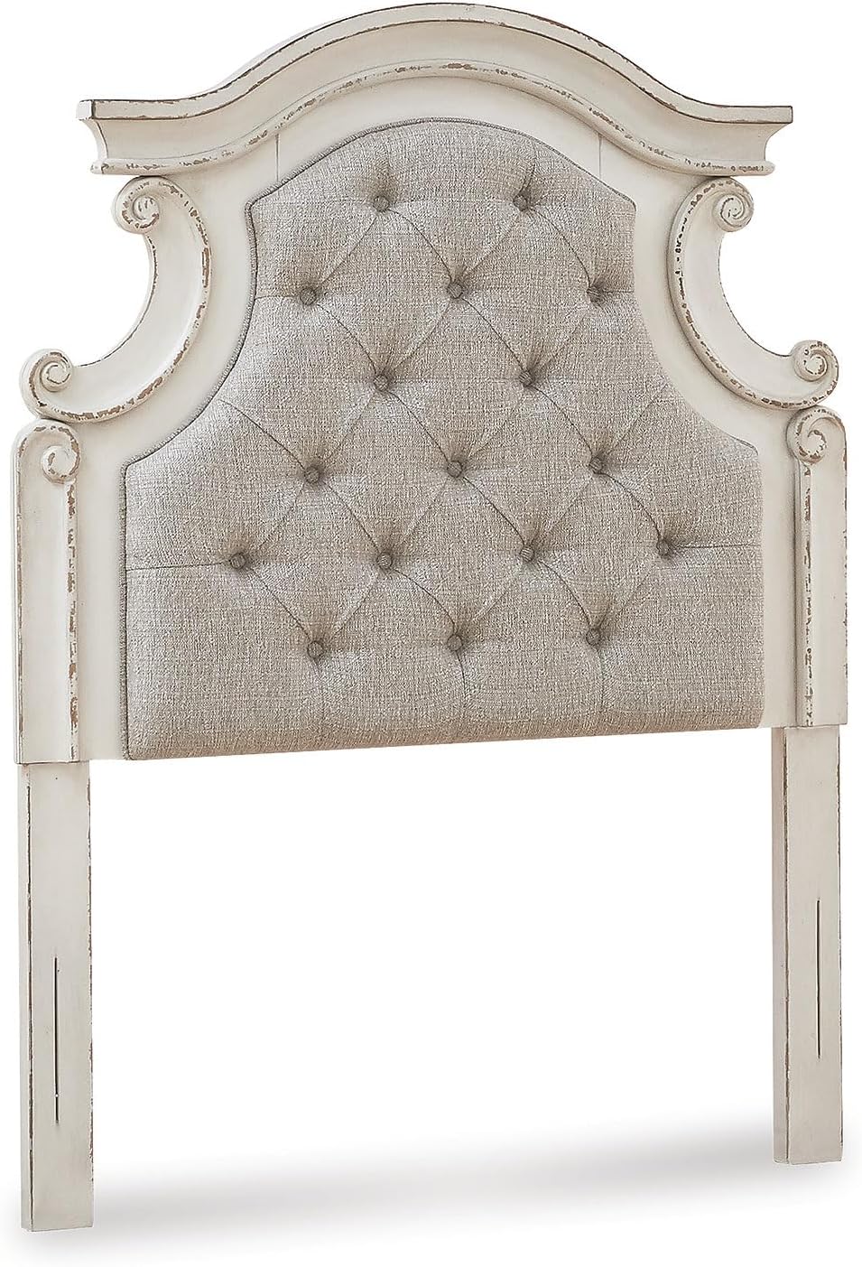 Signature Design by Ashley Realyn Upholstered Tufted Cottage Headboard ONLY, Twin, Vintage White