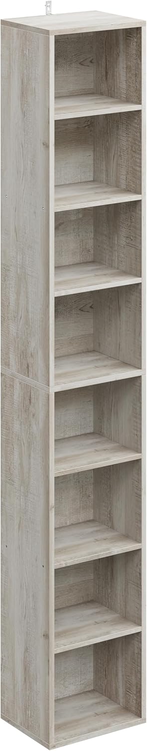 IRONCK Tall Narrow Bookshelf 8 Tiers, Compact Corner Bookcase, Easy to Match for Living Room, Office, Study, Bedroom