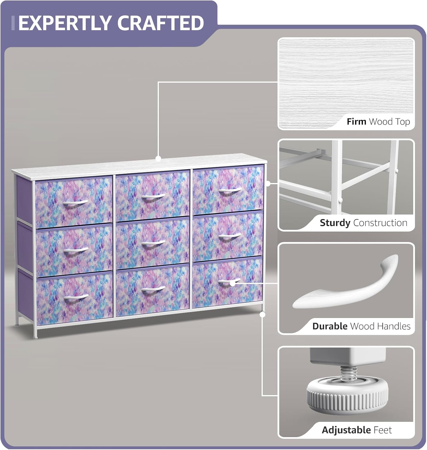 Sorbus Kids Dresser with 9 Drawers - Storage Unit Organizer Chest for Clothes - Bedroom, Kids Room, Nursery, & Closet