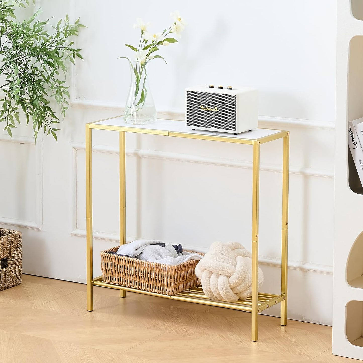 Wimarsbon 29.5" Sofa Tables, Narrow Console Table, 2 Tier Thin Sofa Table, Small Entryway Table with Shelf, Side Display Stand, Metal Frame Sturdy for Hallway, Living Room