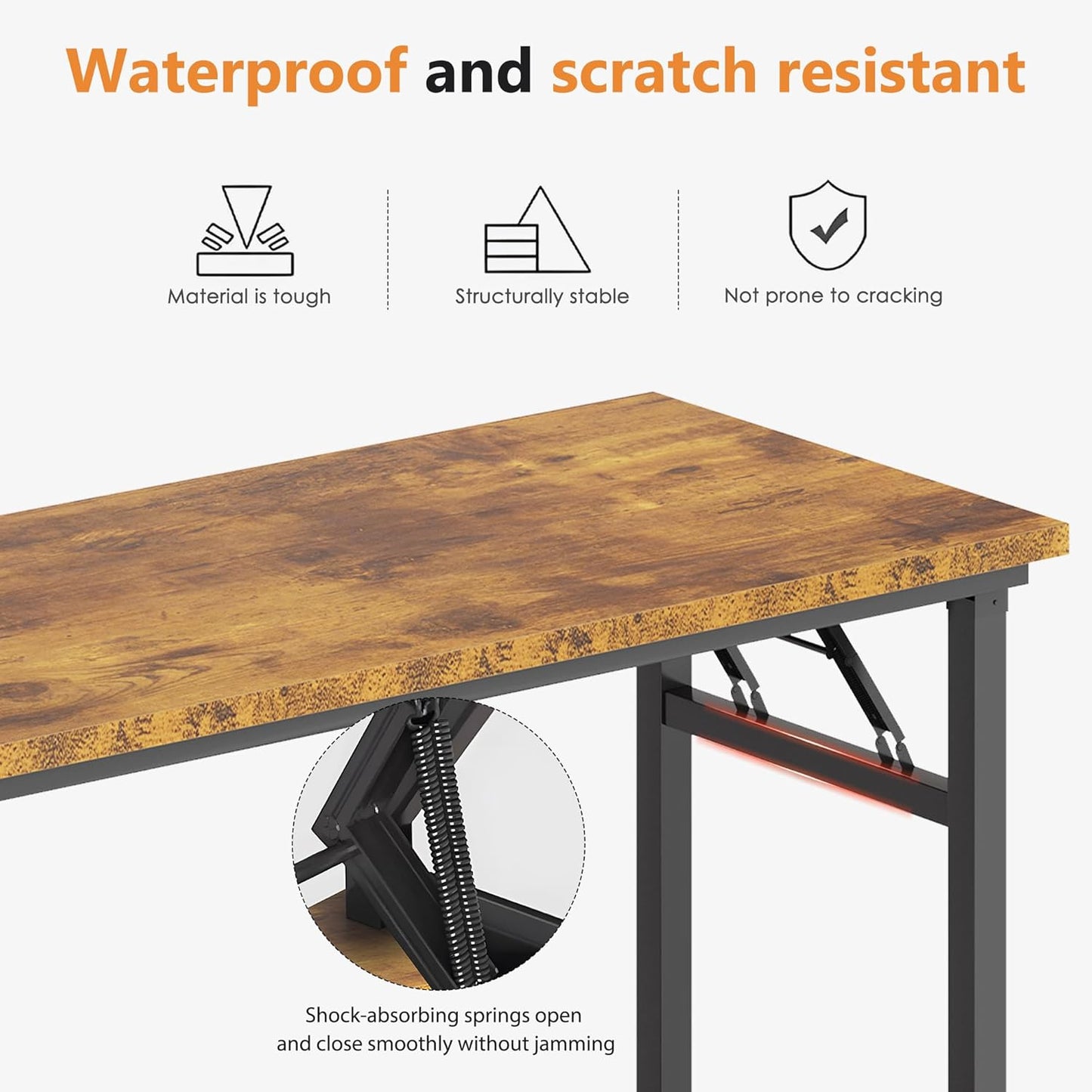 DlandHome Large Computer Desk, Folding Desk, Decent and Steady Home Office Desk/Workstation/Table 54.3inch Retro Black