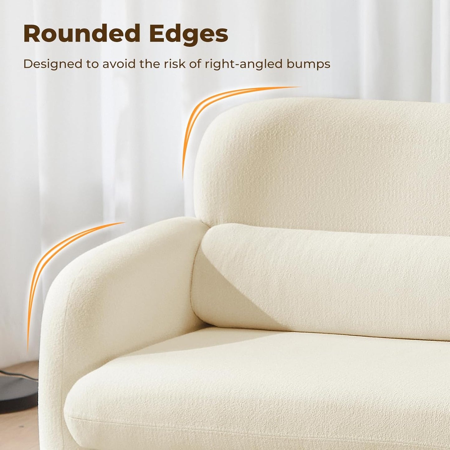 Furnimart Modern Loveseat Sofa, 54" 2-Seater Boucle Sofa, Comfy Upholstered Minimalist Couch, Small Couches for Small Spaces, Apartment, Office, Living Room, Bedroom, Dorm, Chenille White