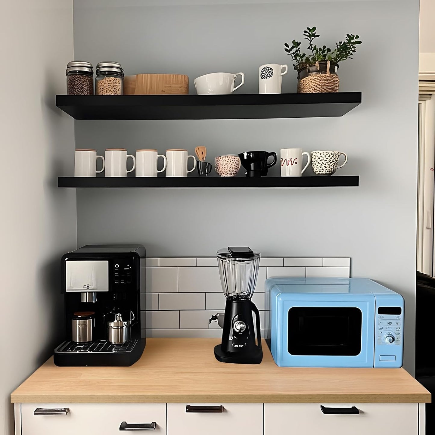 Kaboon Universal Tabletop 36"x20", Solid One-Piece Melamine Table Top, Double L-Desk Floating Desk DIY, Home and Office Countertop, Light Walnut