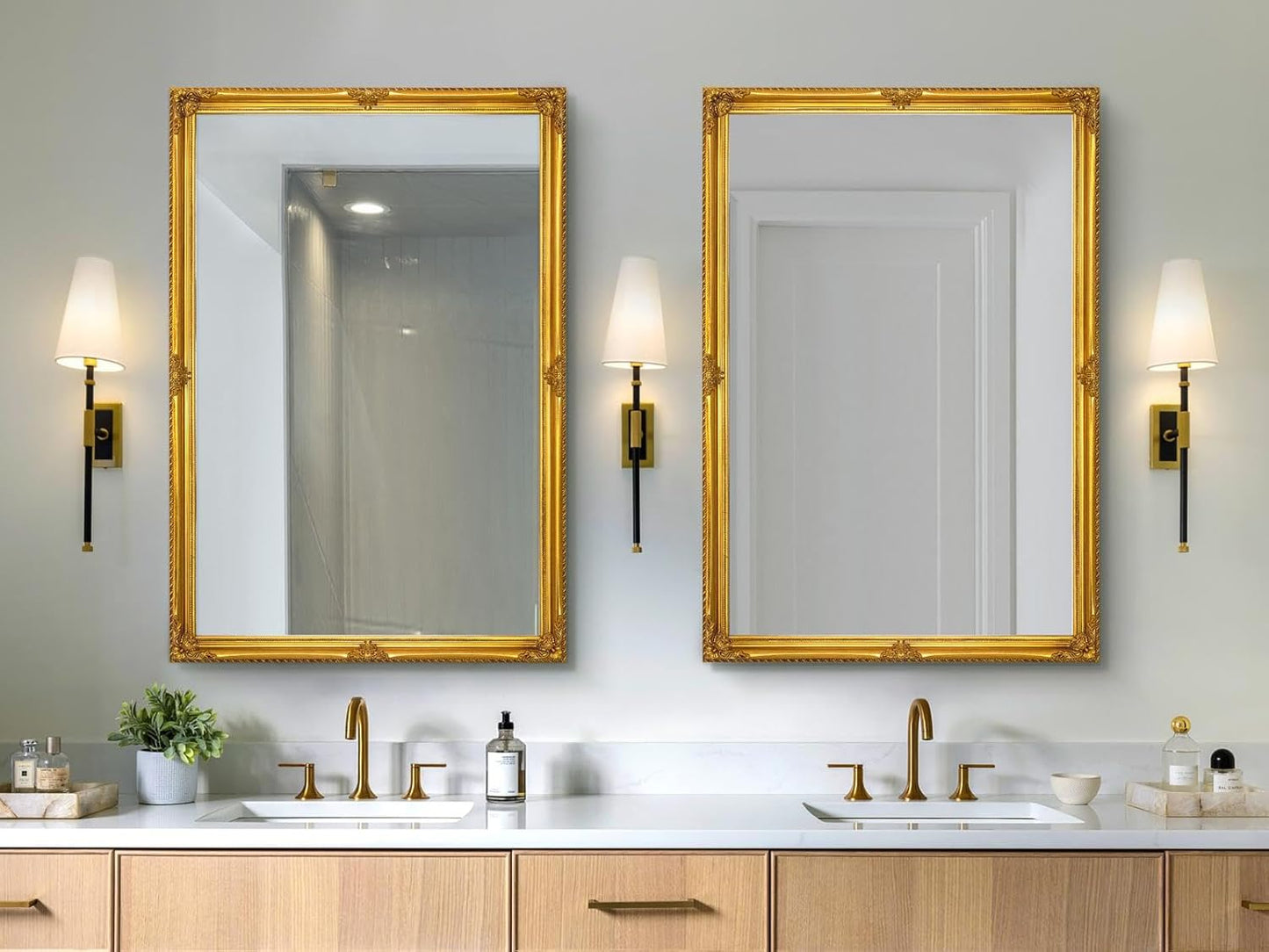 39" x 27" Large Vintage Mirror Wall Decor, Gold Ornate Decorative Wall Mirror with Elegant Victorian Wood Frame for Living Room Fireplace, Dining Room, Bathroom