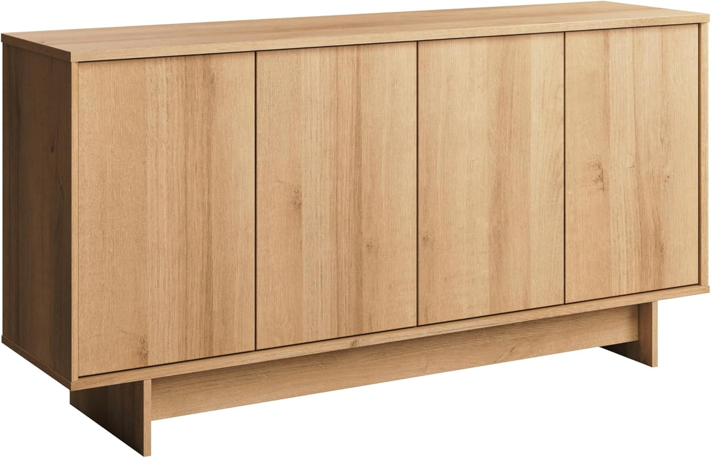 Prepac Natural Oak Finnley Sideboard Cabinet Buffet Cabinet with Storage Accent Cabinet for Living Room, Kitchen, Entryway Cabinet with Adjustable Shelves Push Latch System 16" D x 61.5" W x 30.75" H