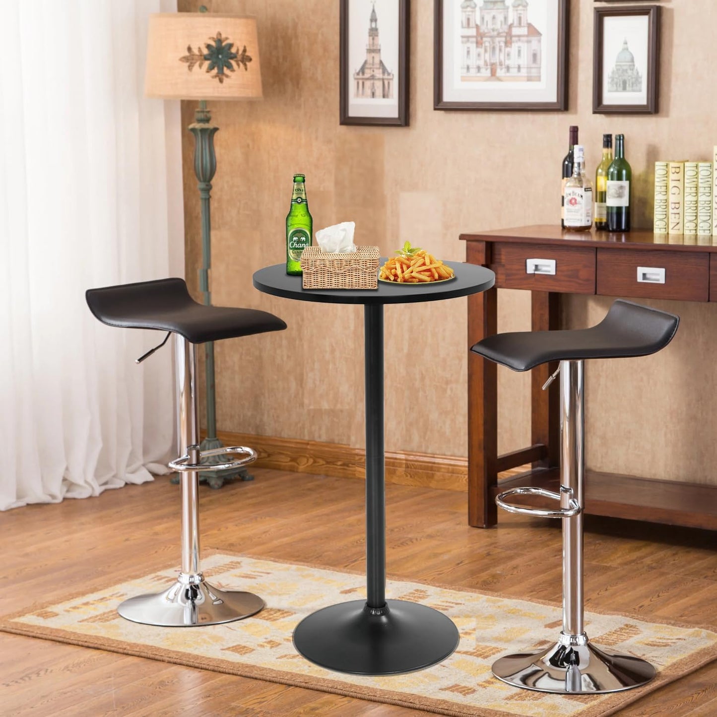 FDW Modern Bar Table 2 Set 40" Height Kitchen Dining Table Round Pub Table Hydraulic Dining Room Home Kitchen Table Bar Top Table Tall Table