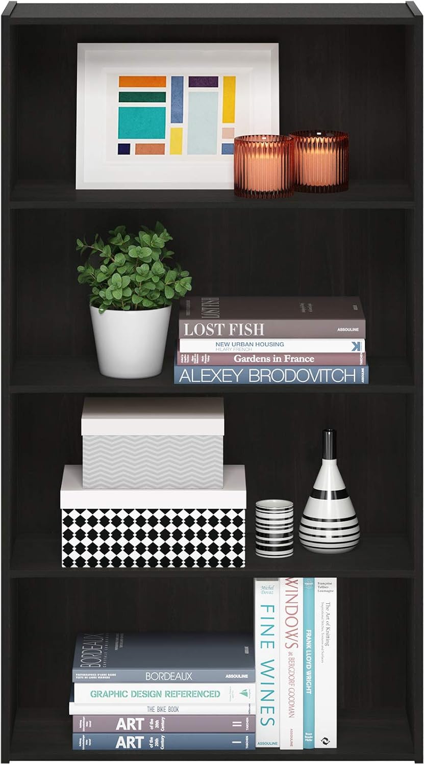 Furinno Pasir 4-Tier Bookcase / Bookshelf / Storage Shelves, Espresso