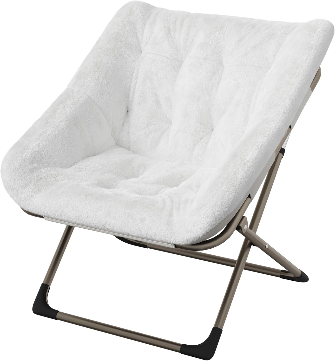 Comfy Chair for Adults, Foldable Living Room Chairs, Soft Faux Fur Folding Lounge for Bedroom Living Room Dorm Rooms, Flexible Reading Chair for Teens (1, White, X-Large)
