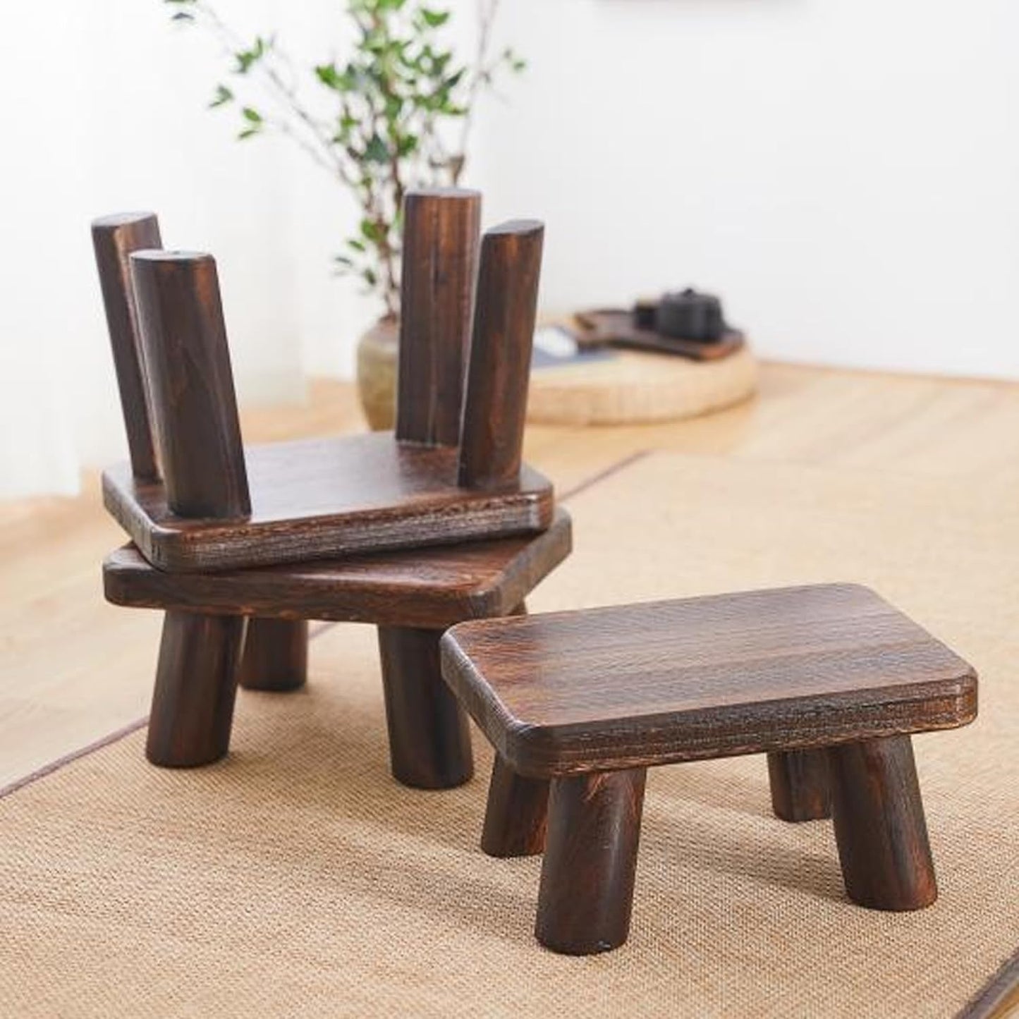 Wooden Step Stool for Adults and Children, Heavy Duty Step Stool, 500 lb. Load Capacity, for Bedroom, Kitchen and Bathroom, High Bed Steps, Easy to Assemble, Super Sturdy