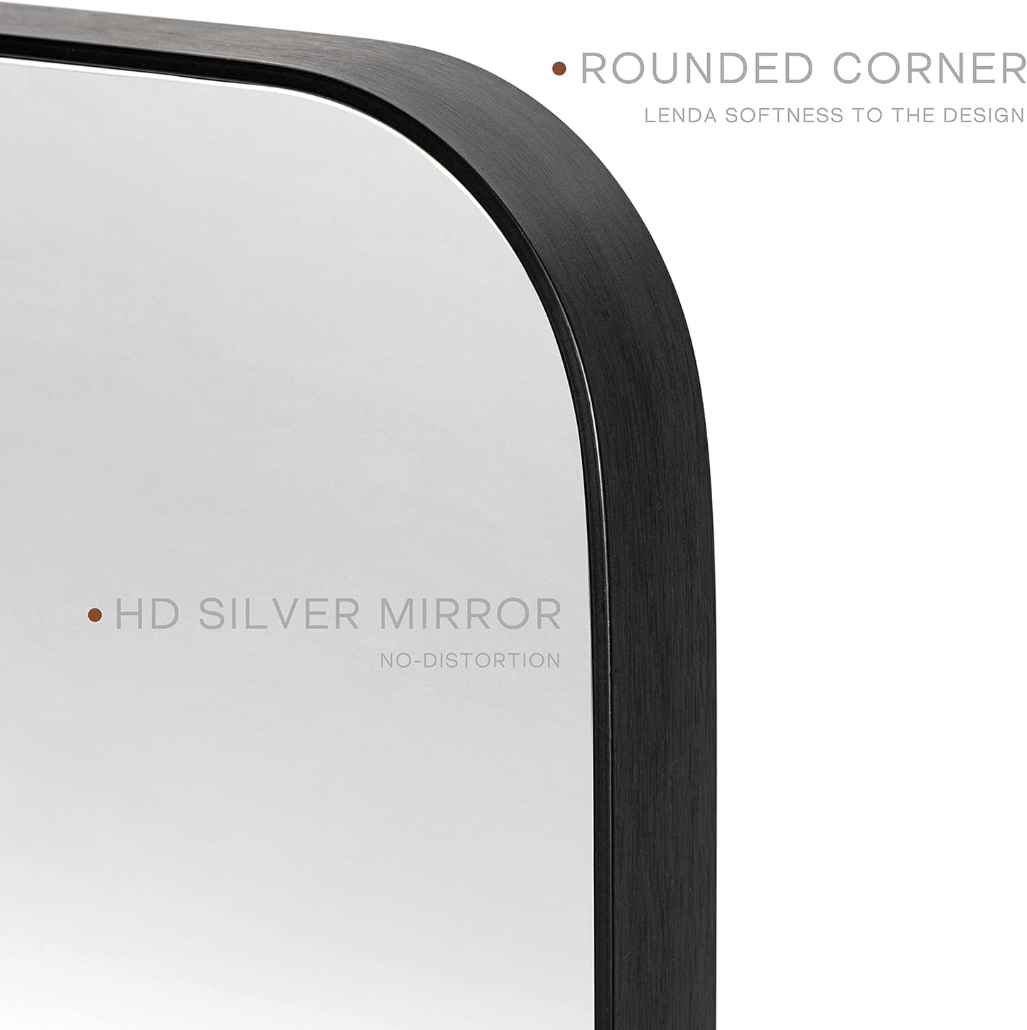 Black Bathroom Mirrors for Over Sink, 24 x 36 Inch Rounded Corner Rectangle Bathroom Vanity Mirror for Wall, Hangs Horizontally or Vertically