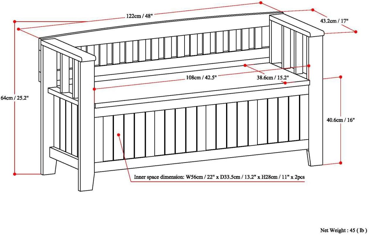 SIMPLIHOME Acadian Entryway Storage Bench - 48 inch Wide Solid Wood Hallway Seat in Distressed Coastal Blue, Transitional Bench for Entryway or Living Room with Lift-Up Lid and Spacious Storage