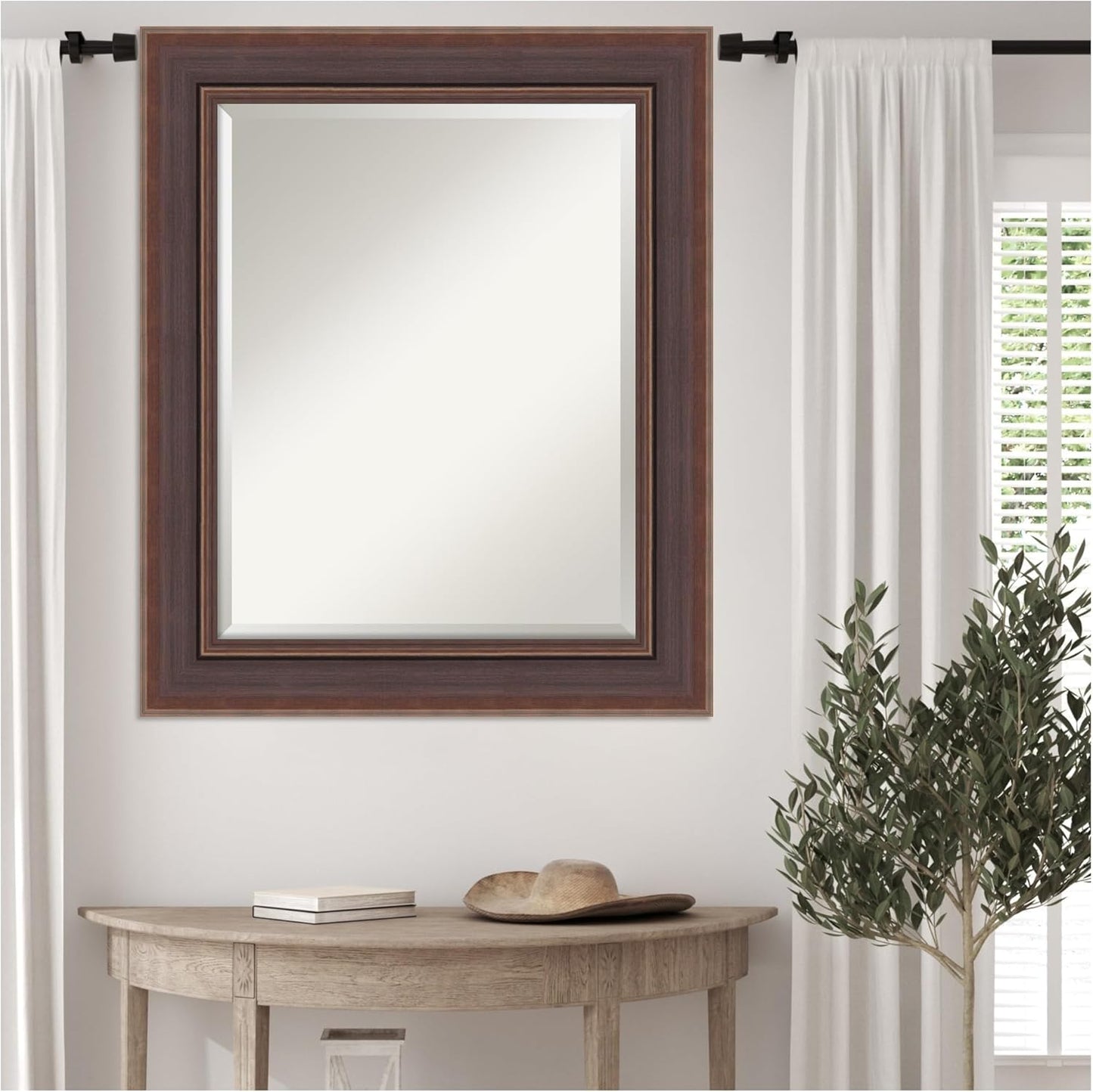 Amanti Art Brown Wall Mirror 30x36 Moab Brown Bronze Rectangle Bathroom Mirror for Wall Decor Living Room, Large Modern Frame, Hangs Horizonally and Vertically, Bathroom Decor, Beveled Edge