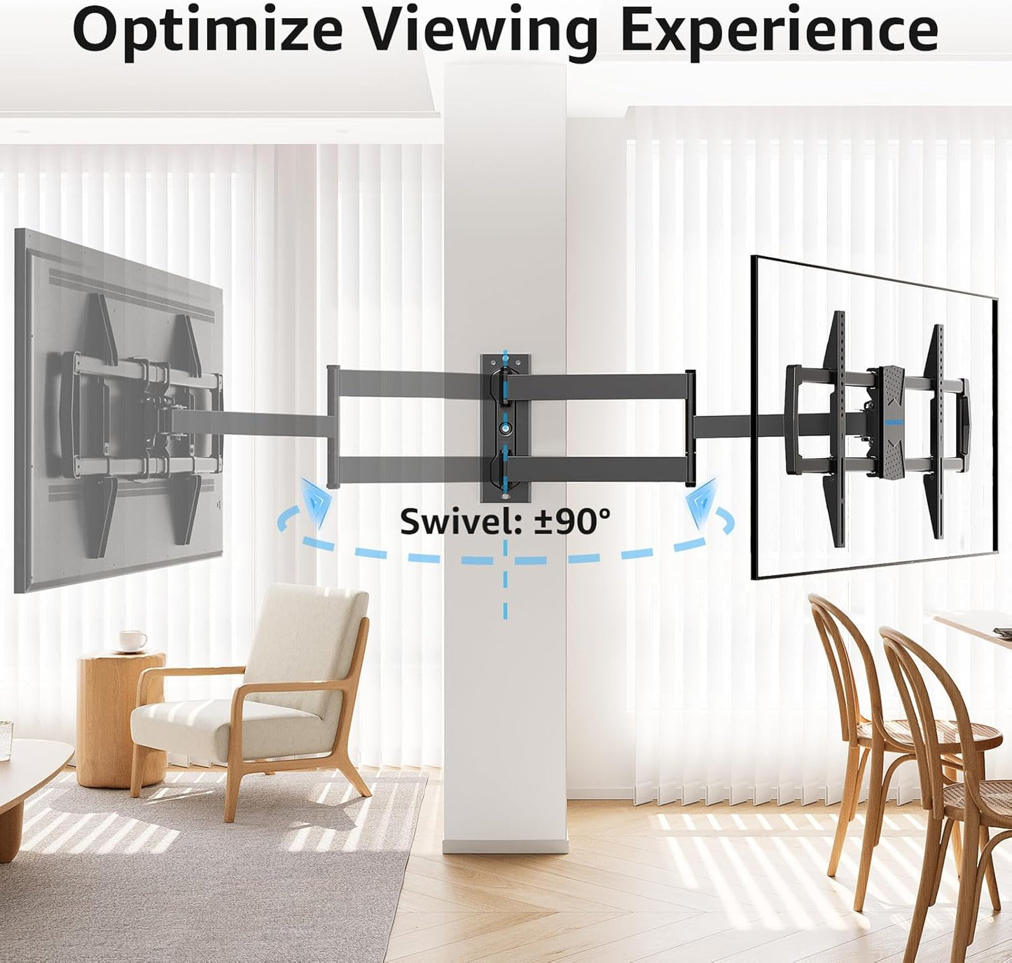 MOUNTUP Corner TV Wall Mount for Most 42-75 Inch TVs with 32” Long Extension, Long Arm TV Mount, Full Motion TVs Mount Swivel Articulating Mounts, MAX VESA 600x400mm, Holds up to 99 lbs MU0076